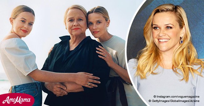 Reese Witherspoon models next to her mom and daughter, proving they look like identical triplets