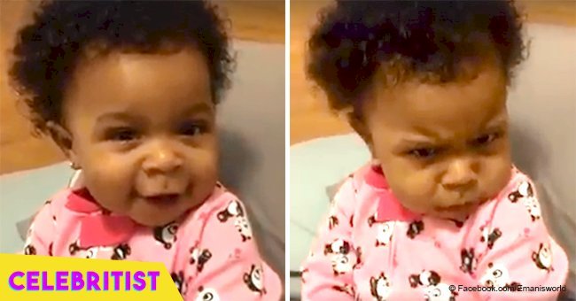 Baby girl instantly switches from a smile to her 'mad face' in adorable viral video