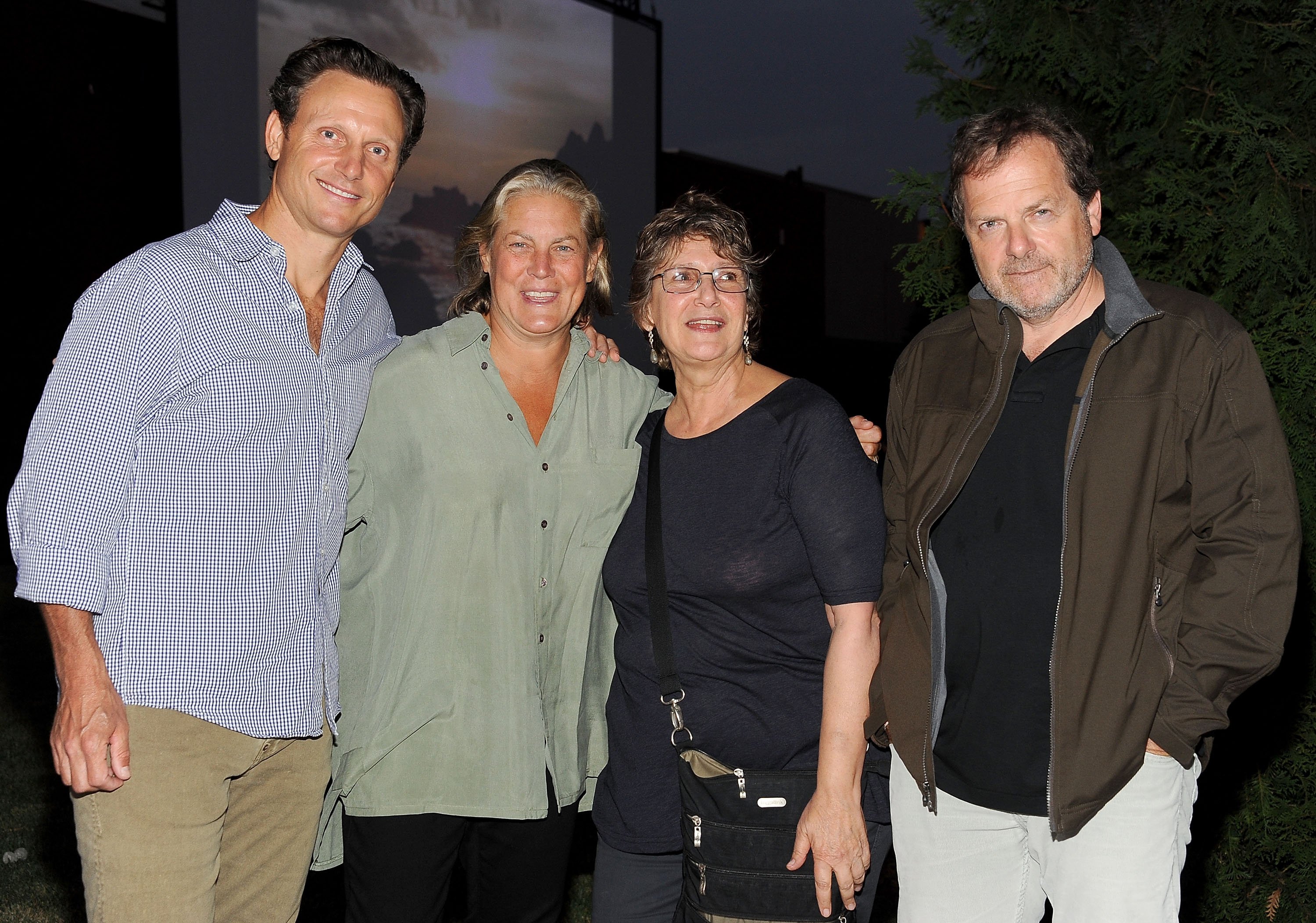 L-R) Tony Goldwyn, Jane Musky, Jane Jenkins and Steven-Charles Jaffe pose for a photo at The Academy of Motion Picture Arts and Sciences' Oscars outdoors screening of "Ghost" on July 13, 2012, in Hollywood, California | Source: Getty Images