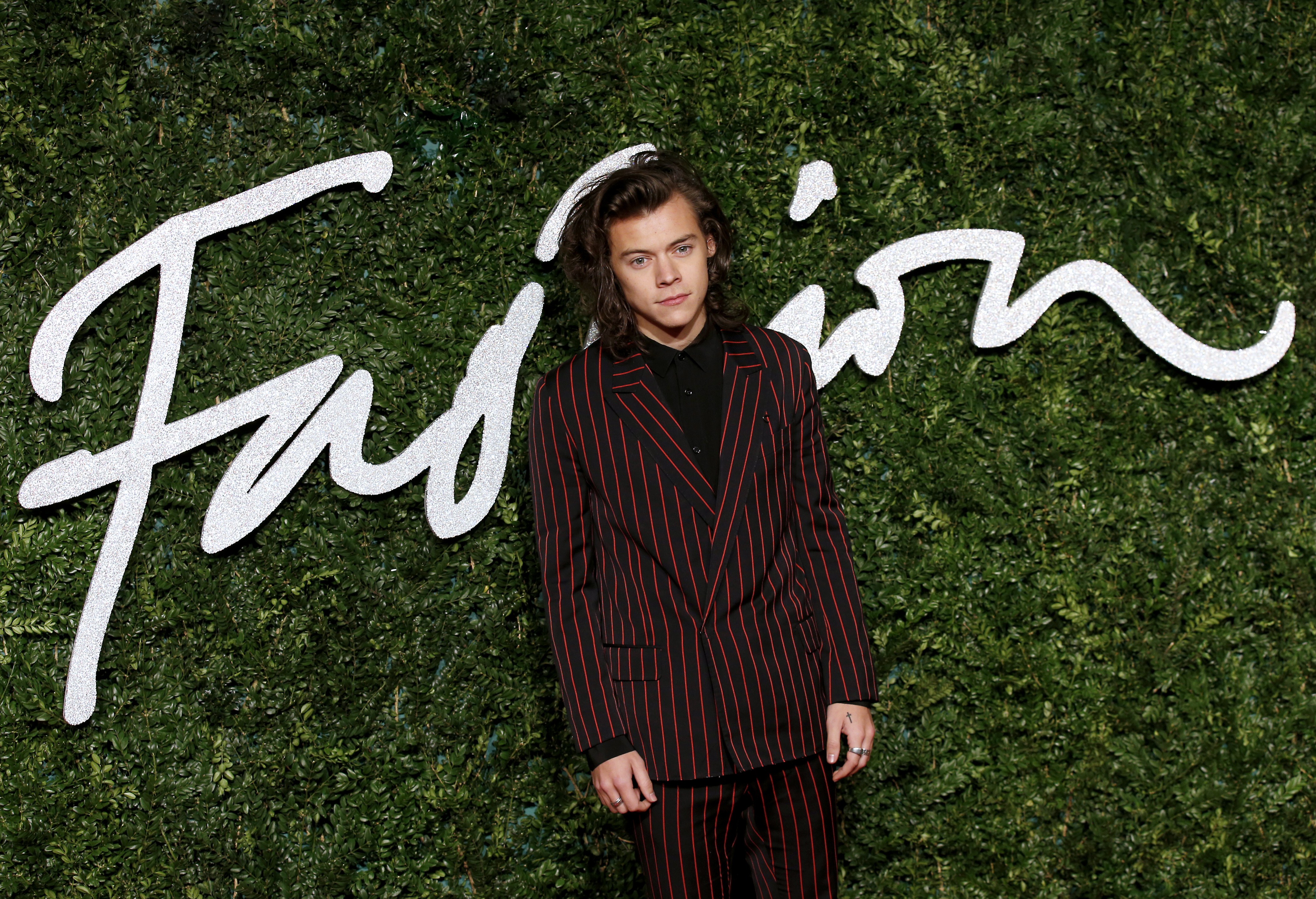 One Direction's Harry Styles poses for pictures on the red carpet upon arrival to attend the British Fashion Awards 2014 in London on December 1, 2014. | Source: Getty Images