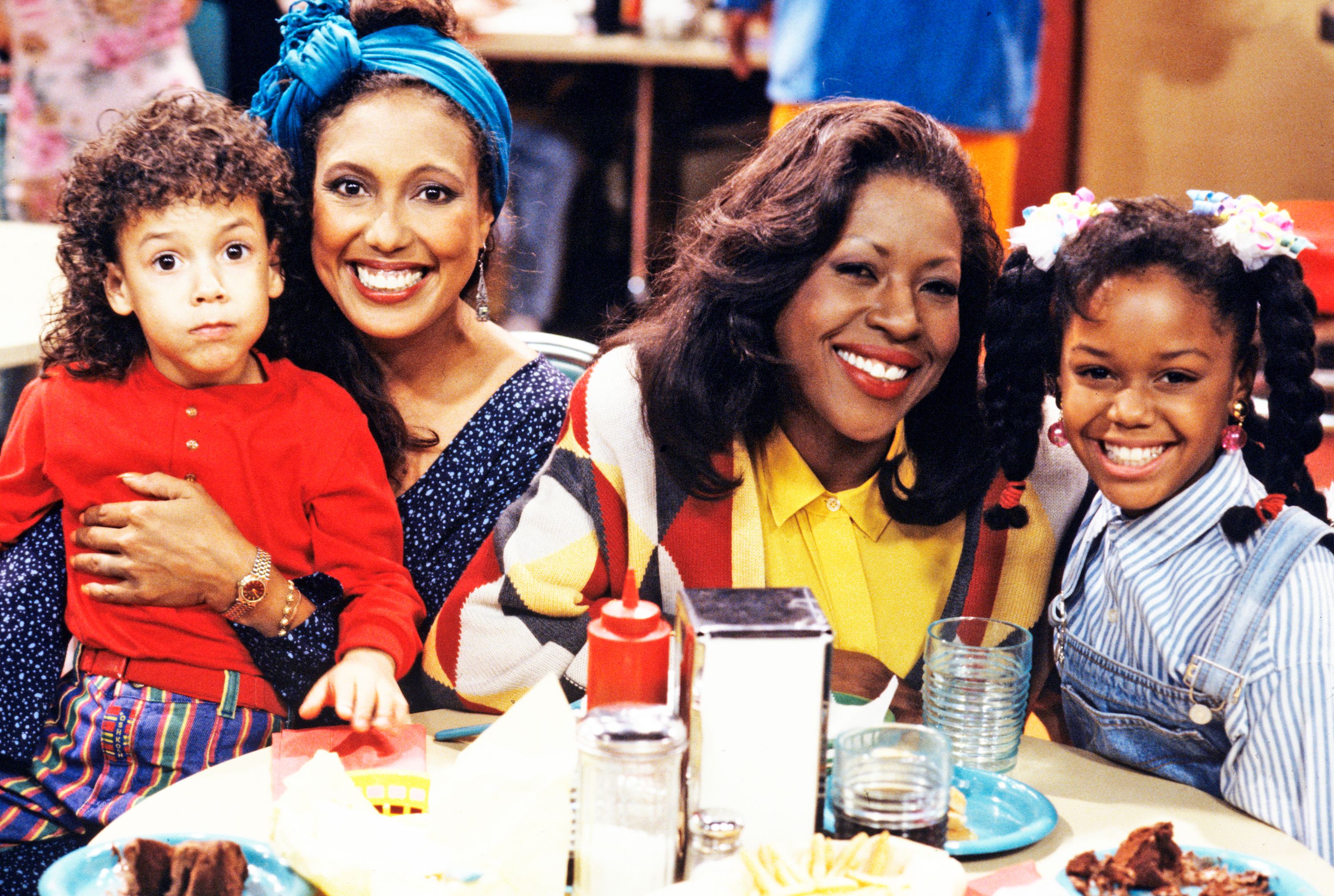 Bryton James, Telma Hopkins, Jo Marie Payton, and Jaimee Foxworth on the set of "Family Matters" in 1991 | Source: Getty Images