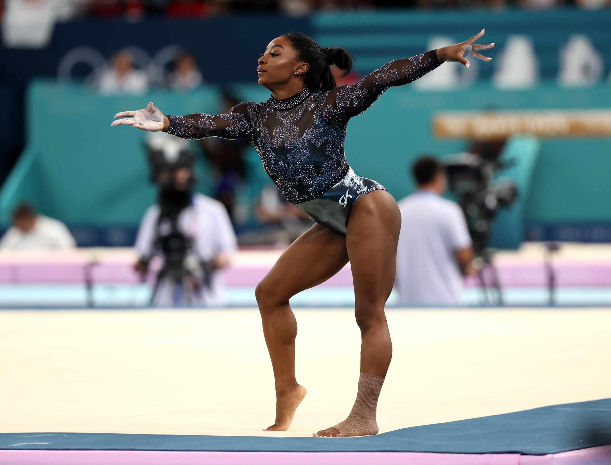 Simone Biles during the Artistic Gymnastics Women's Qualification in Paris, France on July 28, 2024 | Source: Getty Images