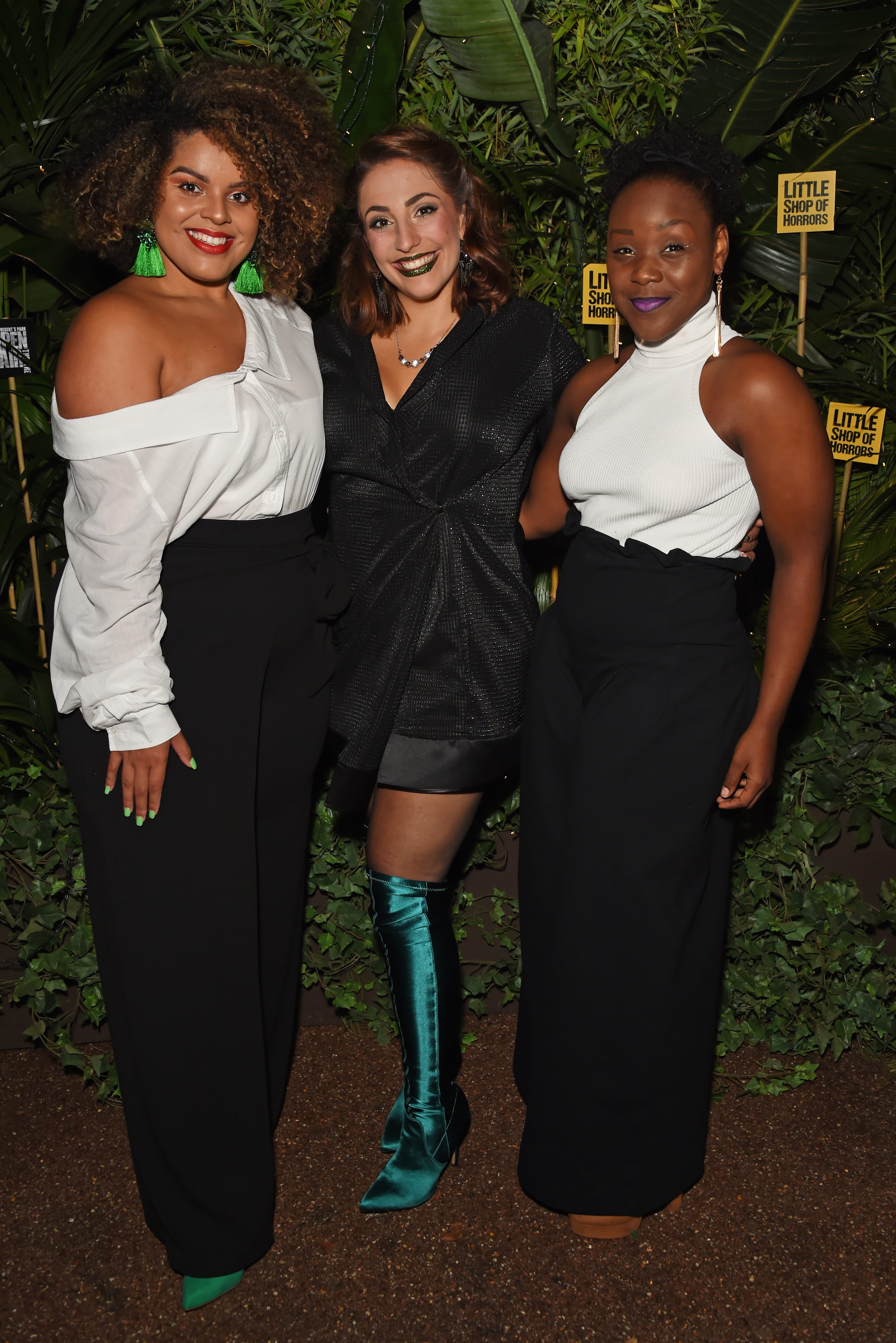 Seyi Omooba (Right) with cast members at the press night after party for "Little Shop Of Horrors" in London, England on Aug. 10, 2018 | Photo: Getty Images