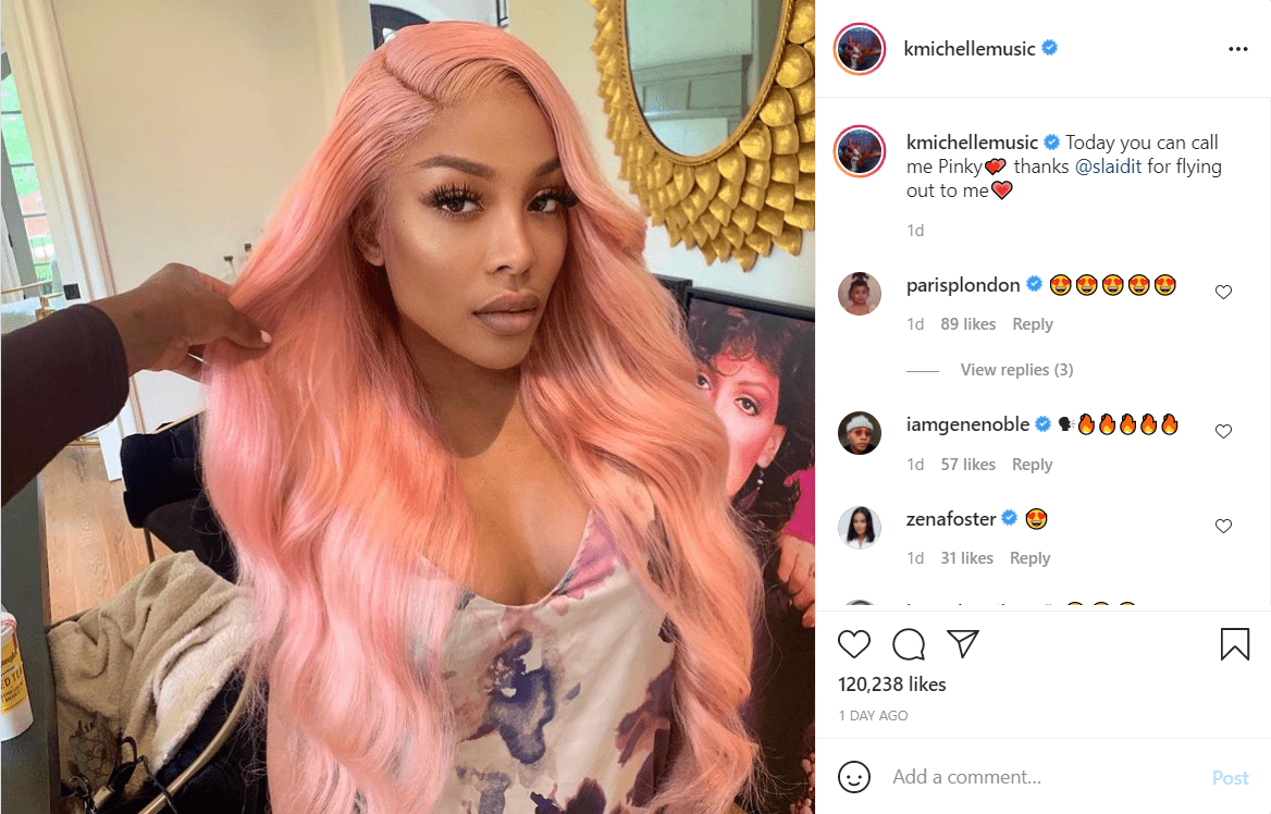 K Michelle debuts new look in a photo rocking pink hair. | Photo: Instagram/Kmichellemusic