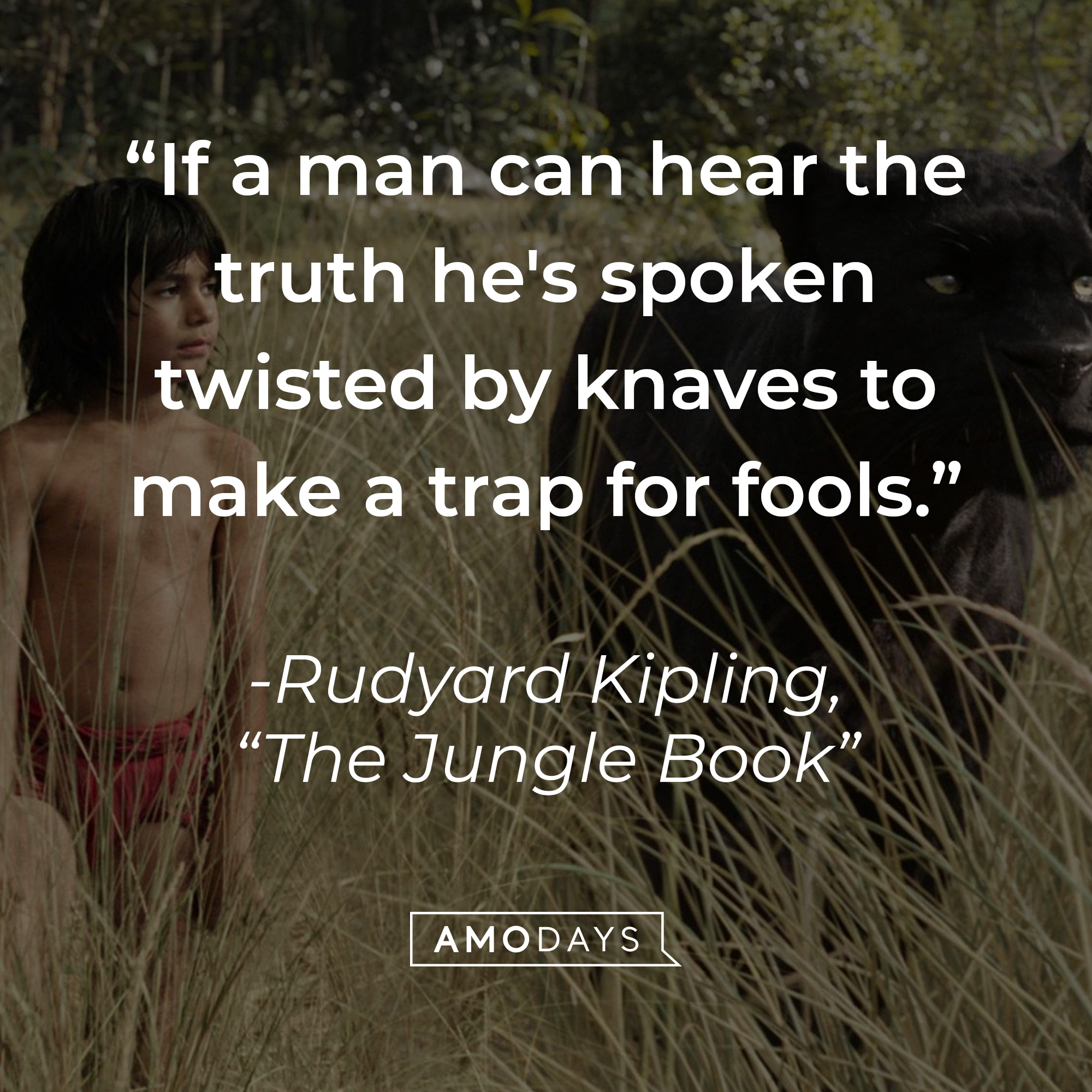 Rudyard Kipling's quote: "If a man can hear the truth he's spoken twisted by knaves to make a trap for fools." | Source: facebook.com/DisneyJungleBook