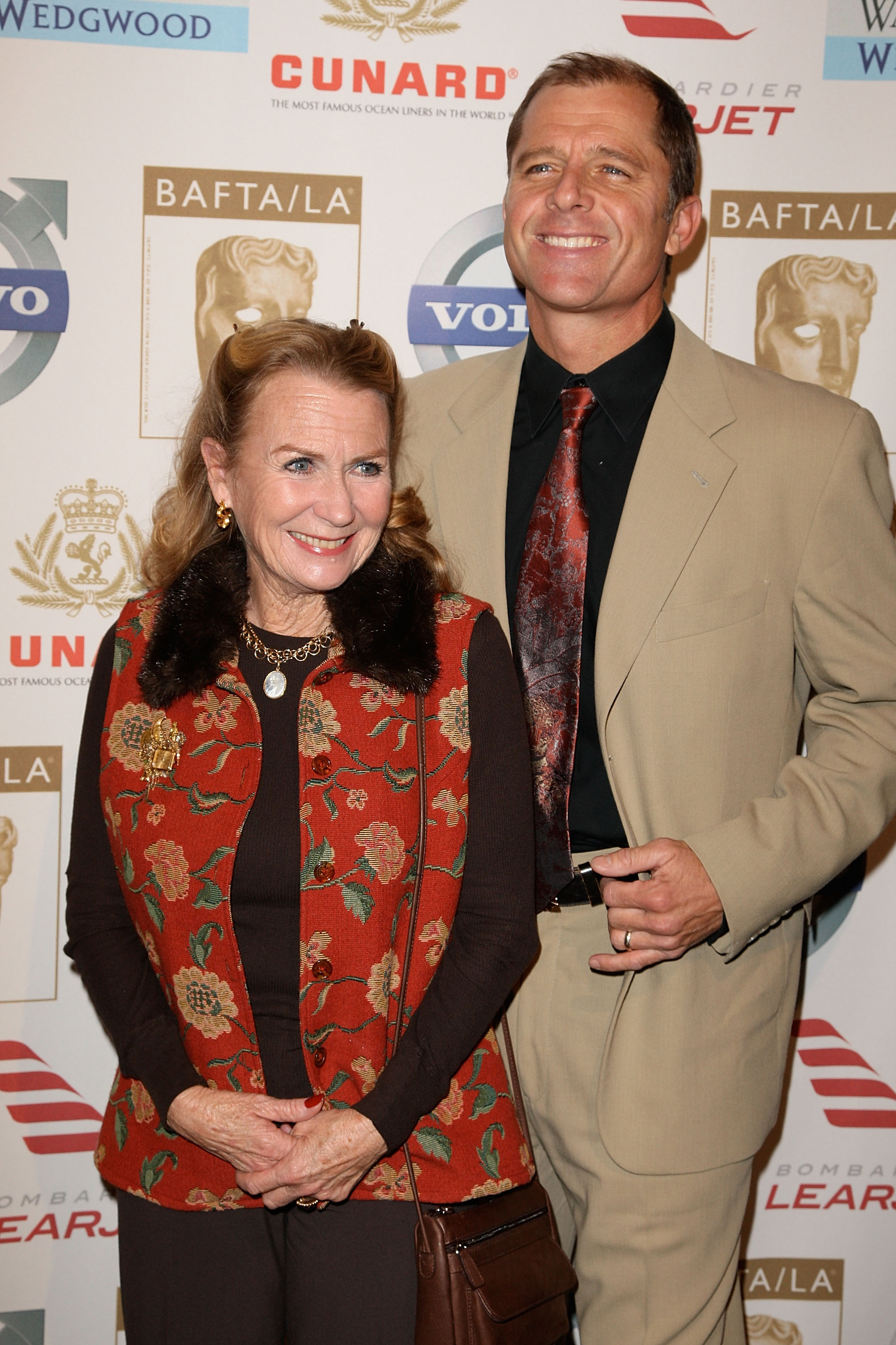 The actress and Maxwell Caulfield arrive at the 14th Annual British Academy of Film & Television Arts/LA Awards Season Tea Party on January 12, 2008, in Beverly Hills, California. | Source: Getty Images