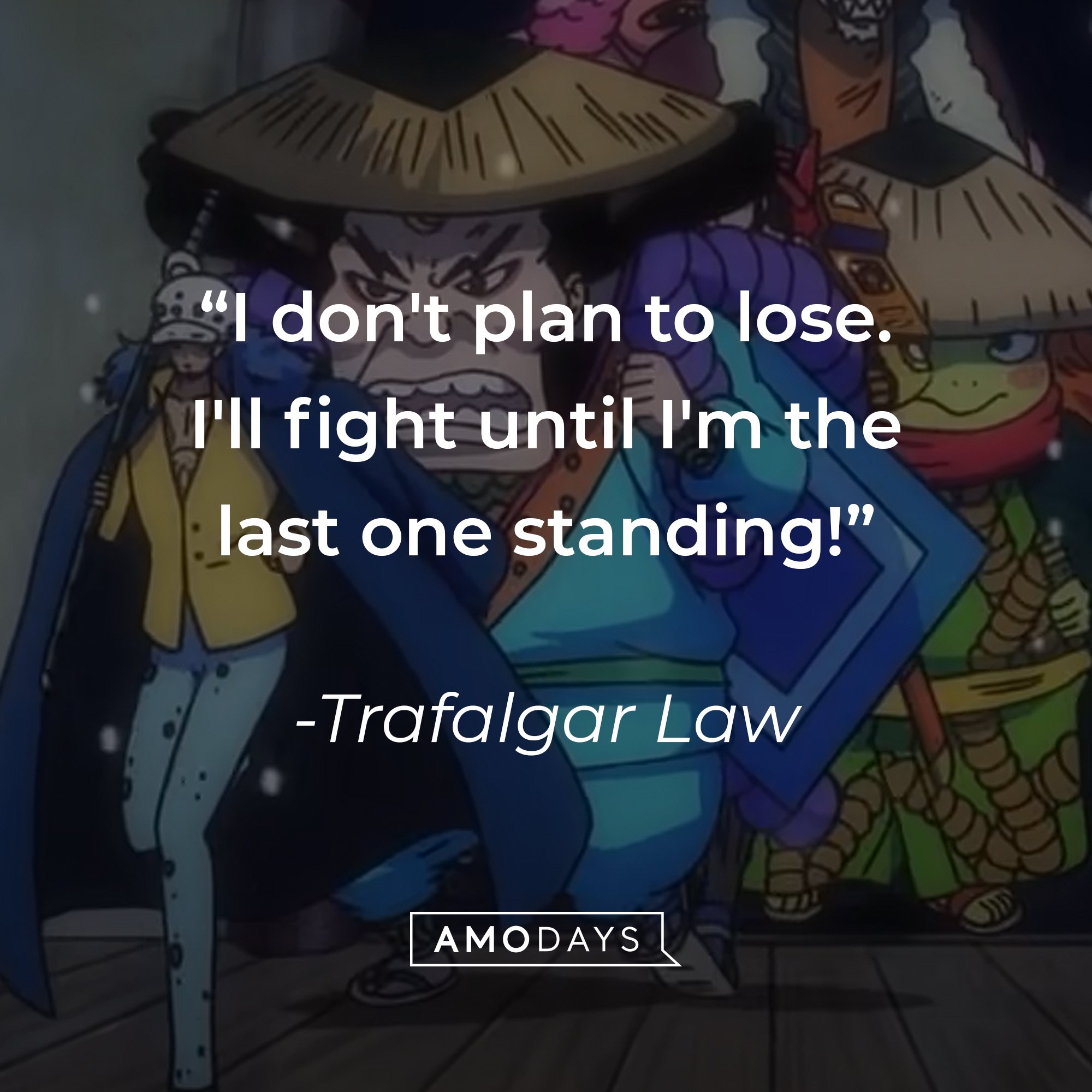 Trafalgar Law’s quote: "I don't plan to lose. I'll fight until I'm the last one standing!" | Image: AmoDays