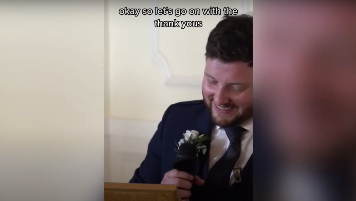 Ian Young smiling during his wedding speech | Source: YouTube / Daily Record