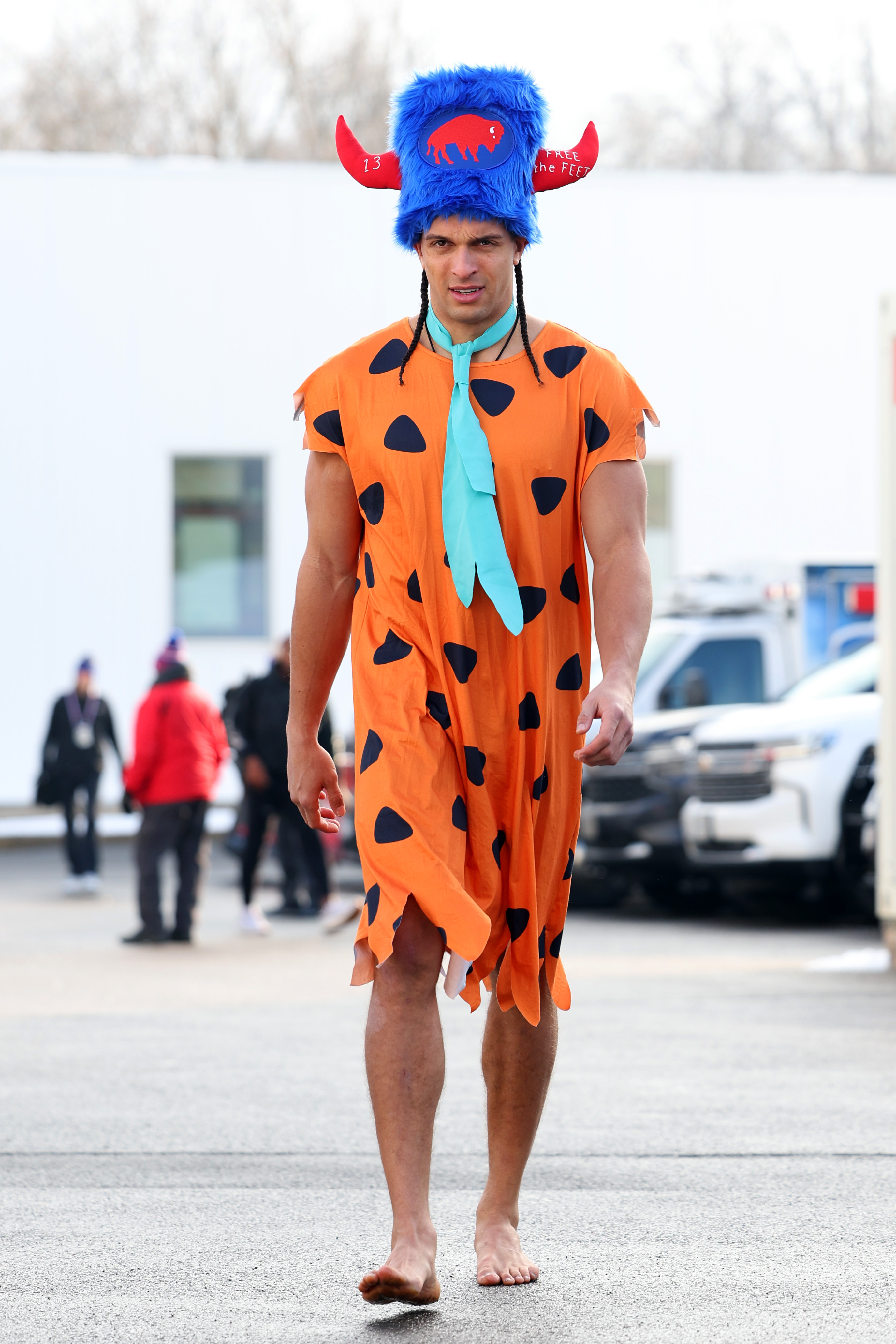 Mack Hollins, then apart of the Buffalo Bills, arrives before the AFC Wild Card Playoffs between the Bills and the Denver Broncos in Orchard Park, New York on January 12, 2025. | Source: Getty Images