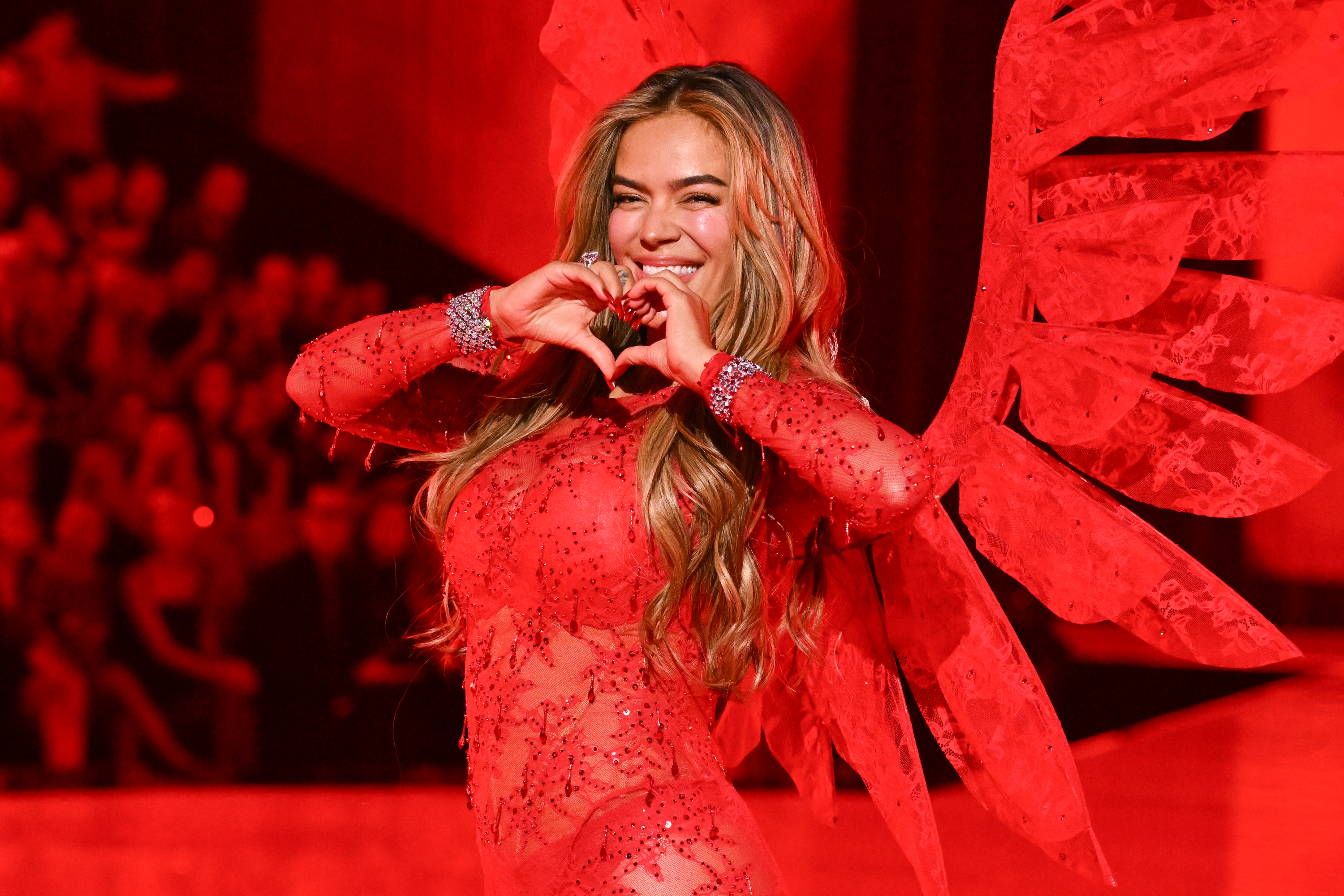 Karol G during the 2025 Victoria's Secret Fashion Show on October 15 in New York. | Source: Getty Images