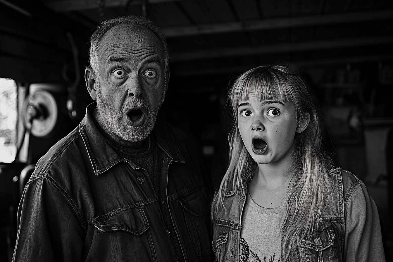 A shocked man and teen girl | Source: Midjourney