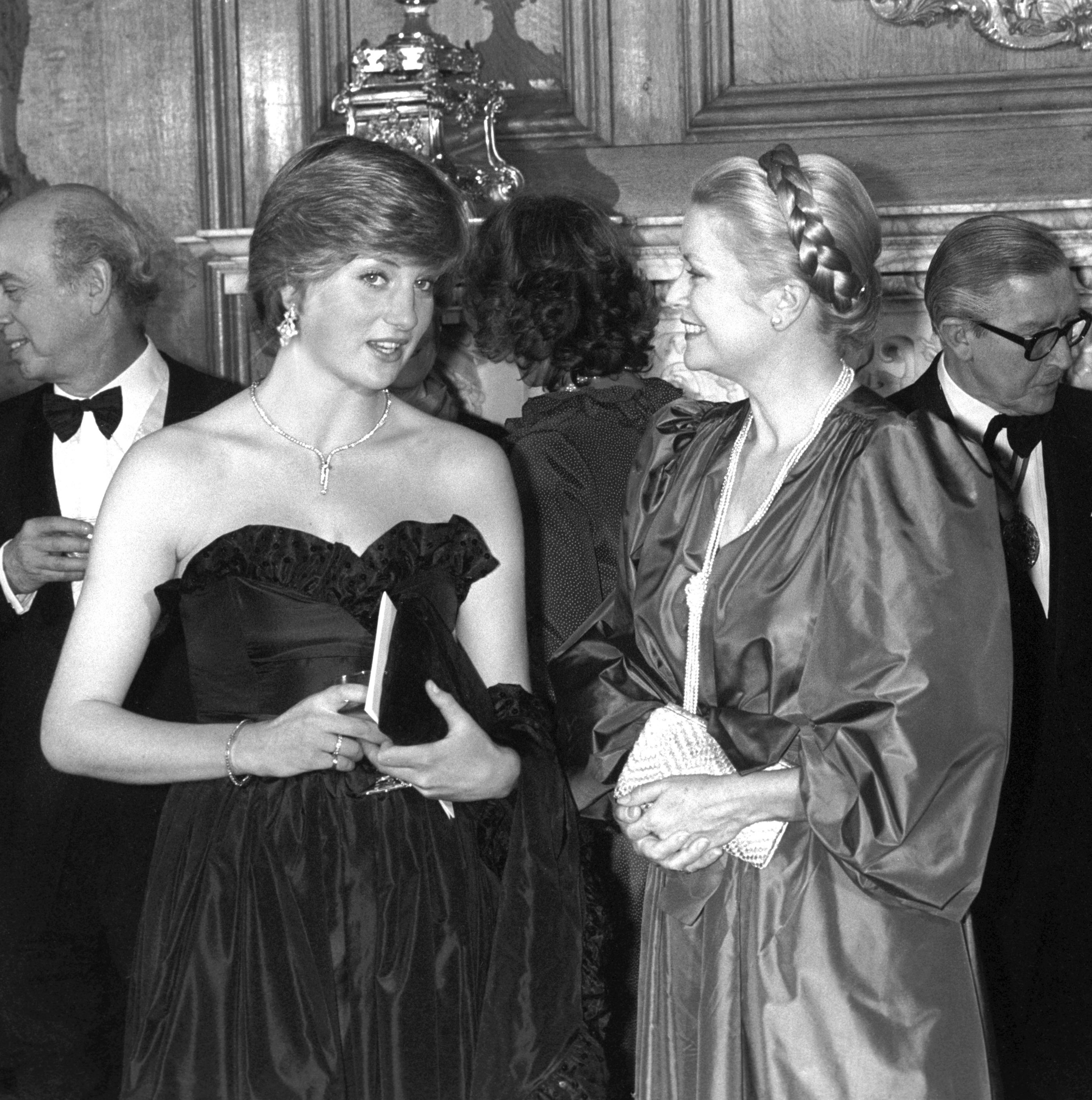 Lady Diana Spencer and Princess Grace of Monaco in London at an evening in aid of the Royal Opera House Development Appeal on March 9, 1981. | Source: PA Images/Getty Images