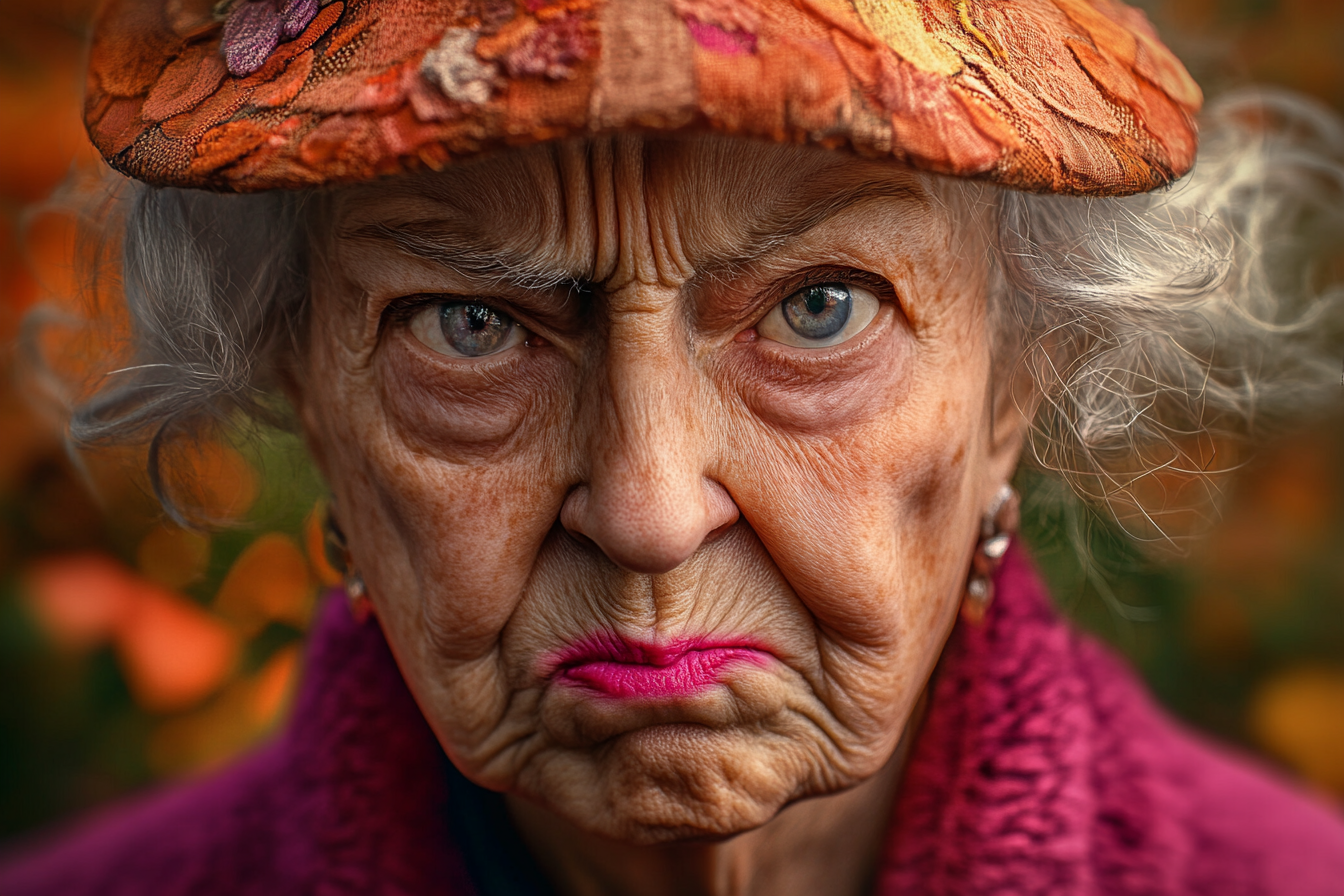 A frowning older lady | Source: Midjourney