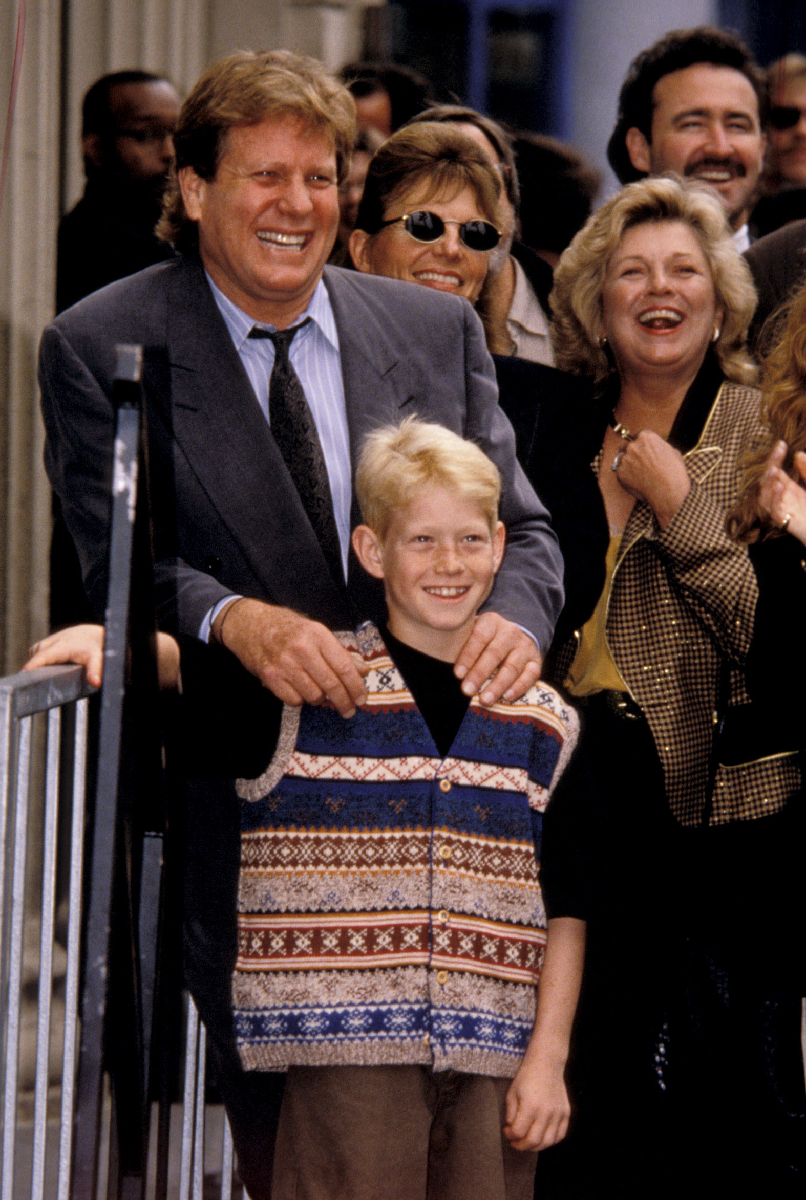 Ryan O' Neal & son Redmond during the ceremony honoring Farrah Fawcett with a Star on the Hollywood Walk of Fame in Hollywood on February 23, 1995 | Source: Getty Images