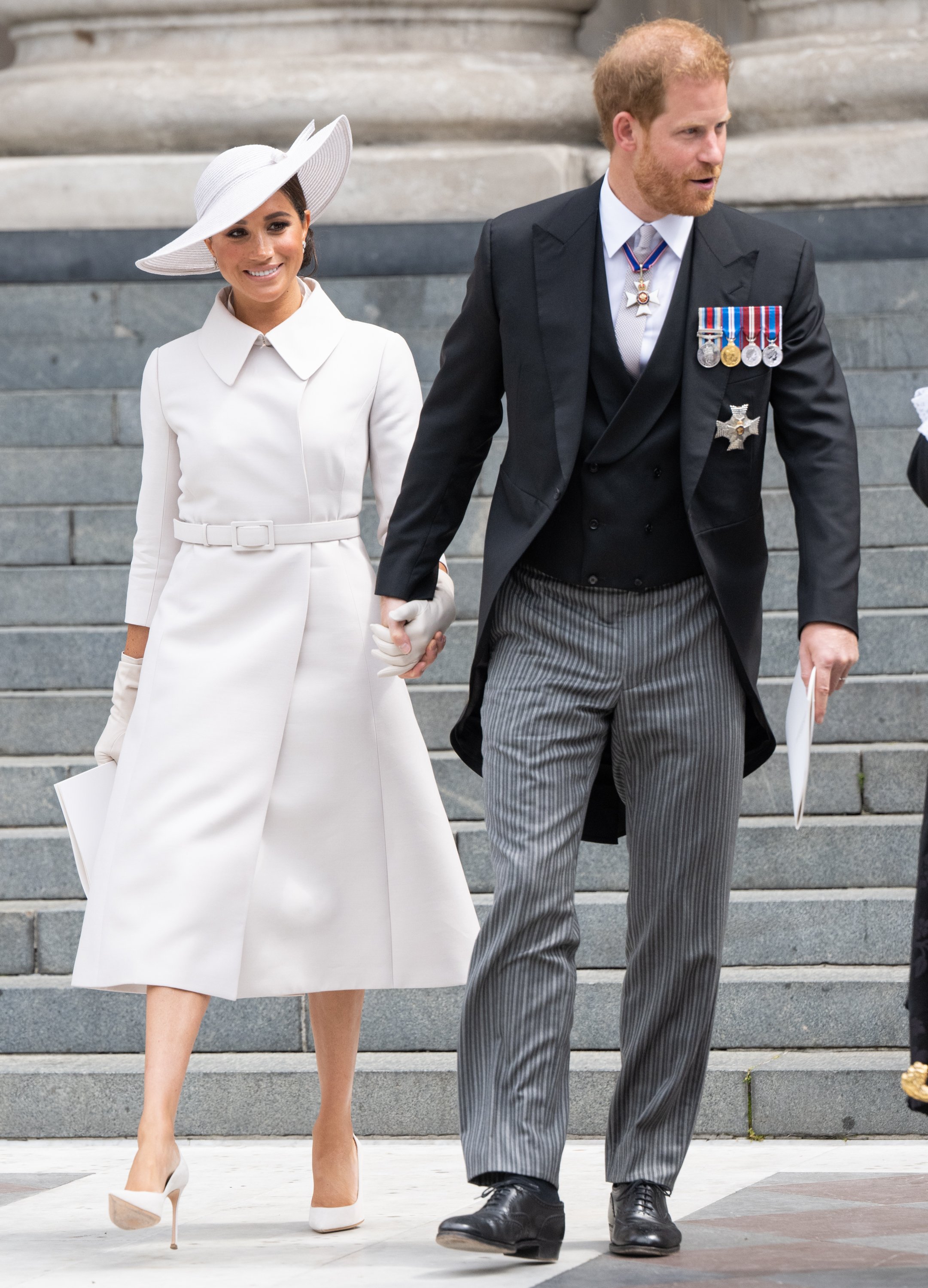 Meghan, duquesa de Sussex y el príncipe Harry, duque de Sussex asisten al Servicio Nacional de Acción de Gracias en la Catedral de San Pablo el 3 de junio de 2022 en Londres, Inglaterra. | Foto: Getty Images