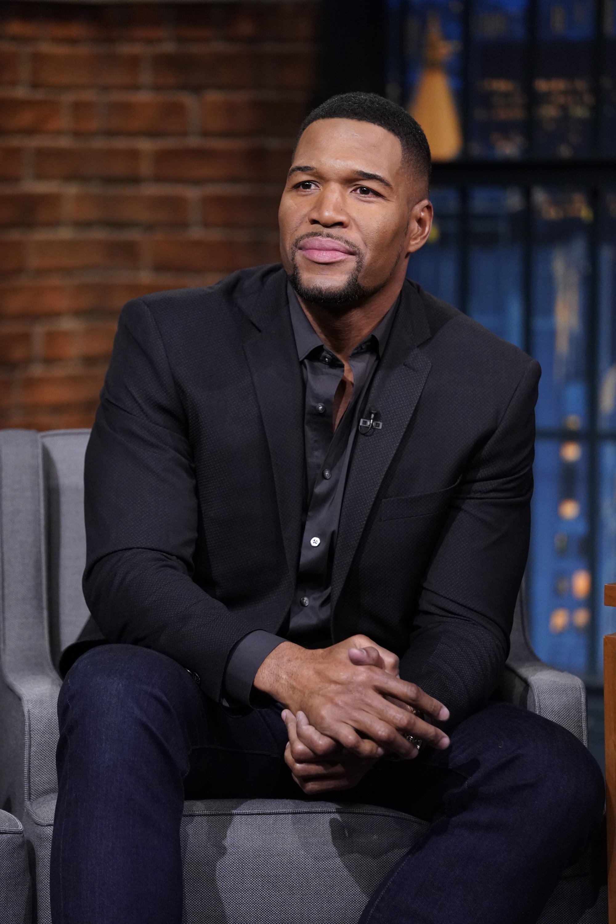 TV personality Michael Strahan during an interview on January 17, 2019 on "Late Night With Seth Meyers" | Source: Getty Images