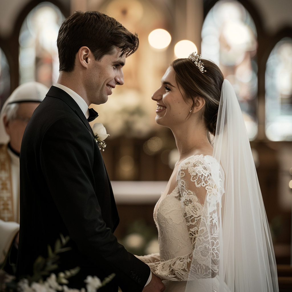 A happy bride and groom | Source: Midjourney