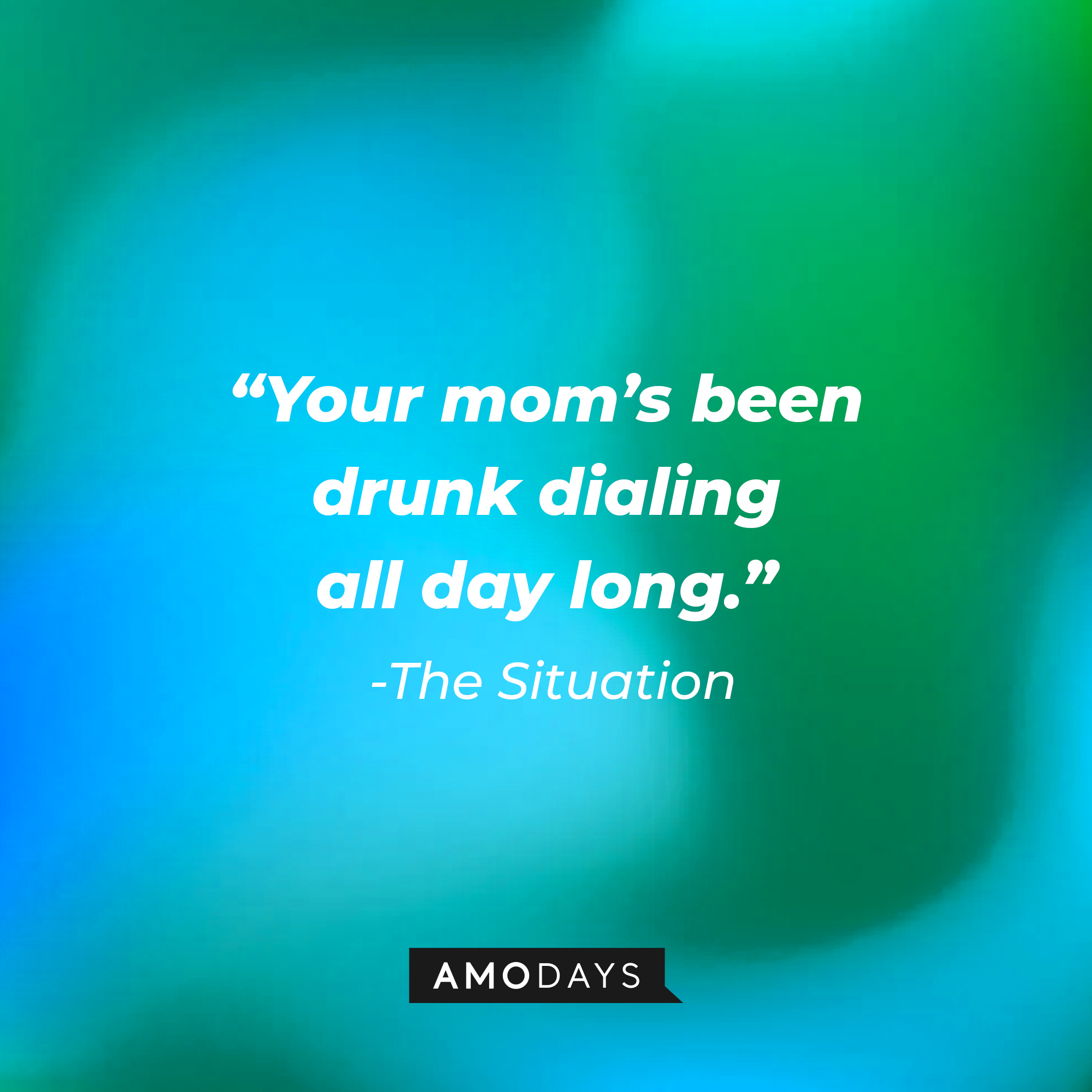 The Situation's quote: "Your mom's been drunk dialing all day long." | Source: youtube.com/jerseyshore