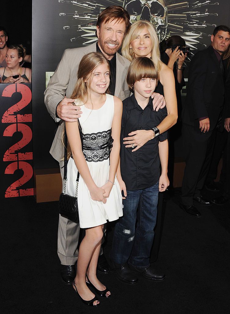 AUGUST 15: Actor Chuck Norris, wife Gena O'Kelly, daughter Danilee Kelly and son Dakota Alan arrive at the Los Angeles Premiere "The Expendables 2" at Grauman's Chinese Theatre on August 15, 2012 in Hollywood, California. | Source: Getty Images