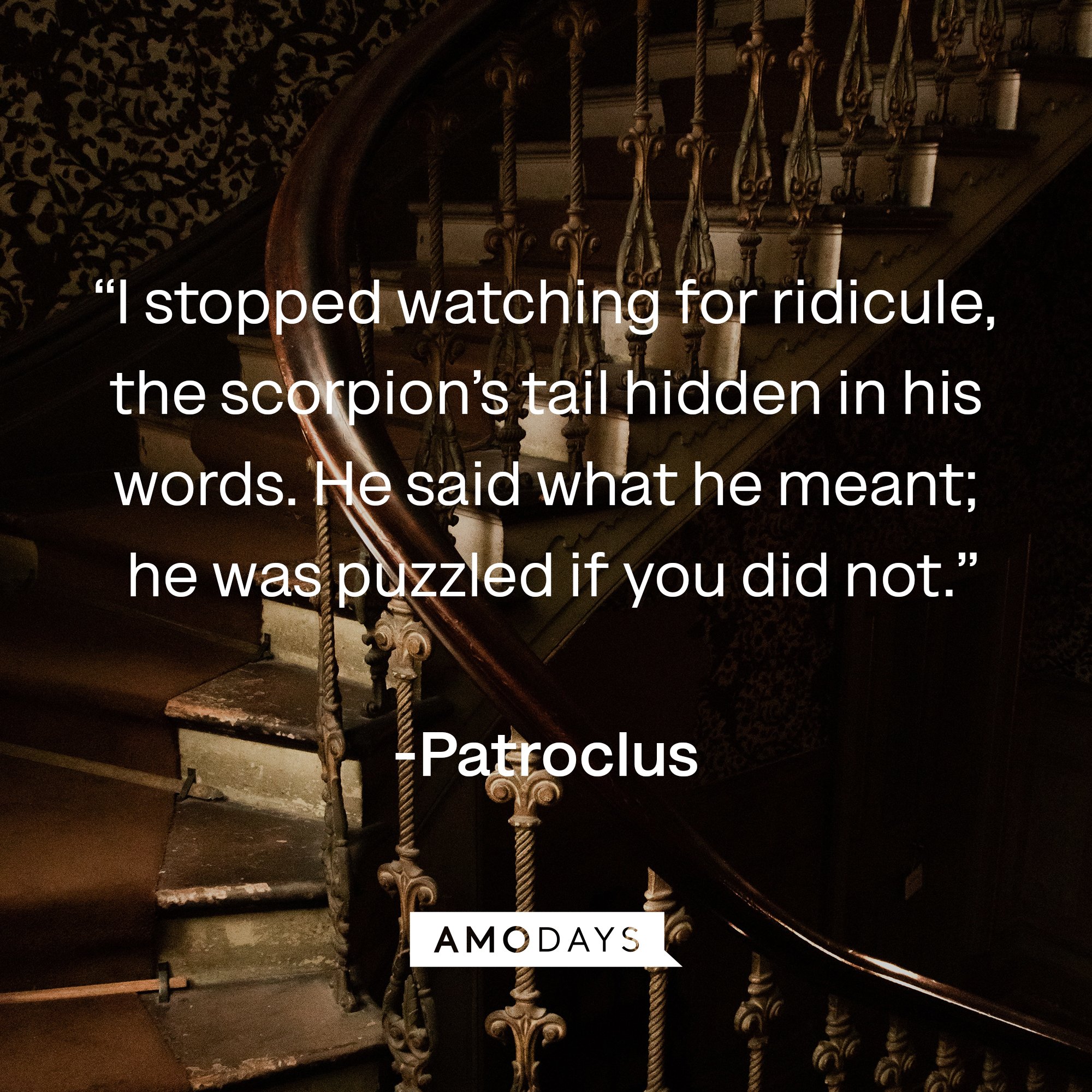  Patroclus's quote: “I stopped watching for ridicule, the scorpion’s tail hidden in his words. He said what he meant; he was puzzled if you did not.” | Image: AmoDays