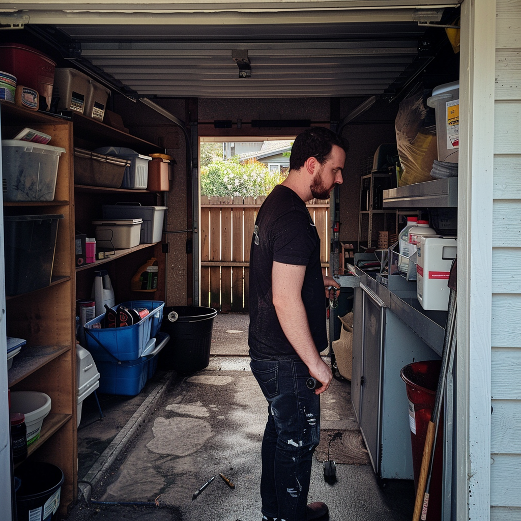 A man standing in a shed | Source: Midjourney