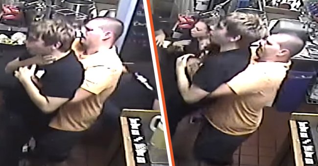 A bartender performs the Heimlich on a server who is choking | Photo: Facebook/viralhog 