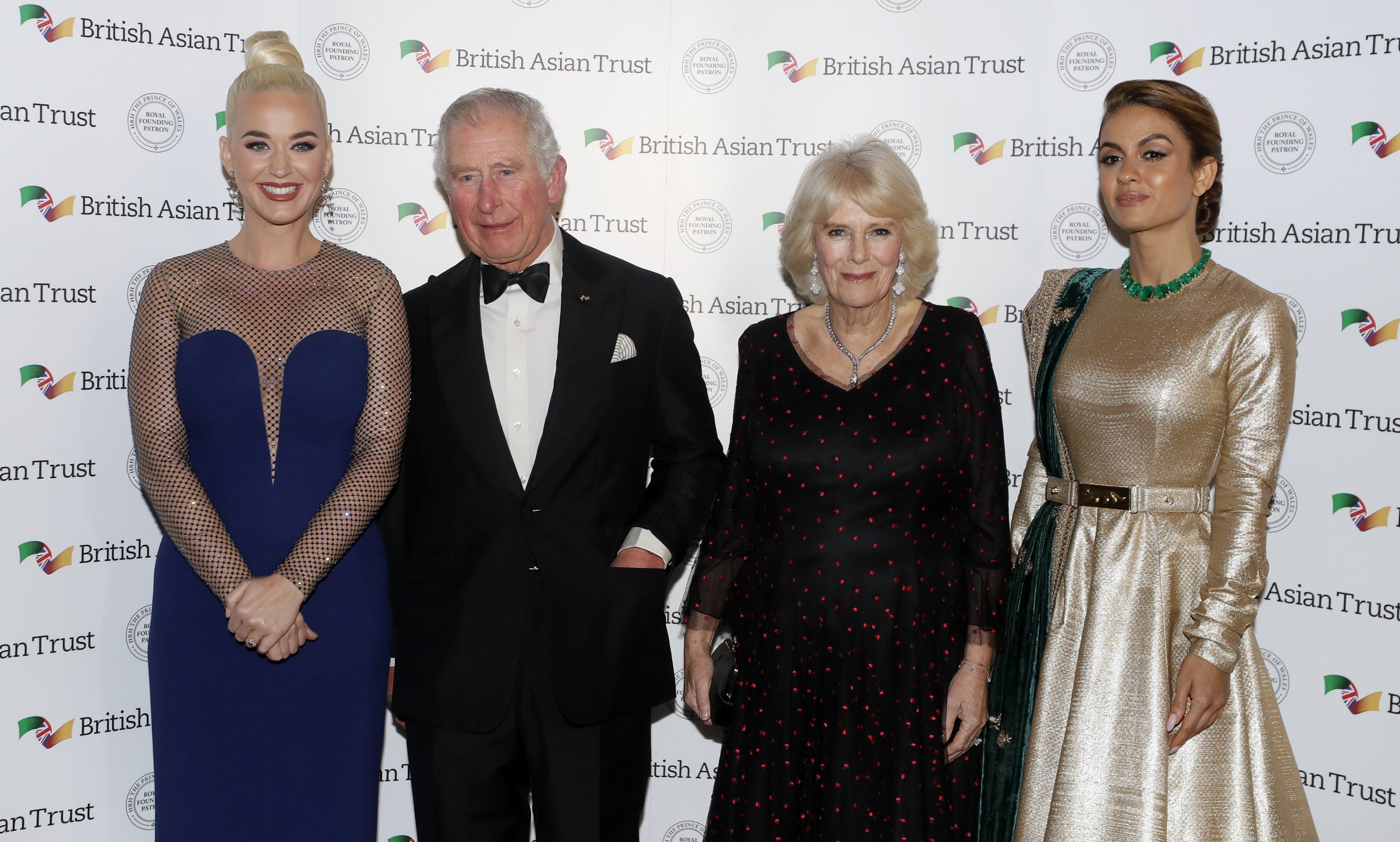 Prince Charles and his wife Camilla, with Katy Perry and Indian businesswoman Natasha Poonawalla at the British Asian Trust on February 4, 2020, in London, England. | Source: Getty Images.