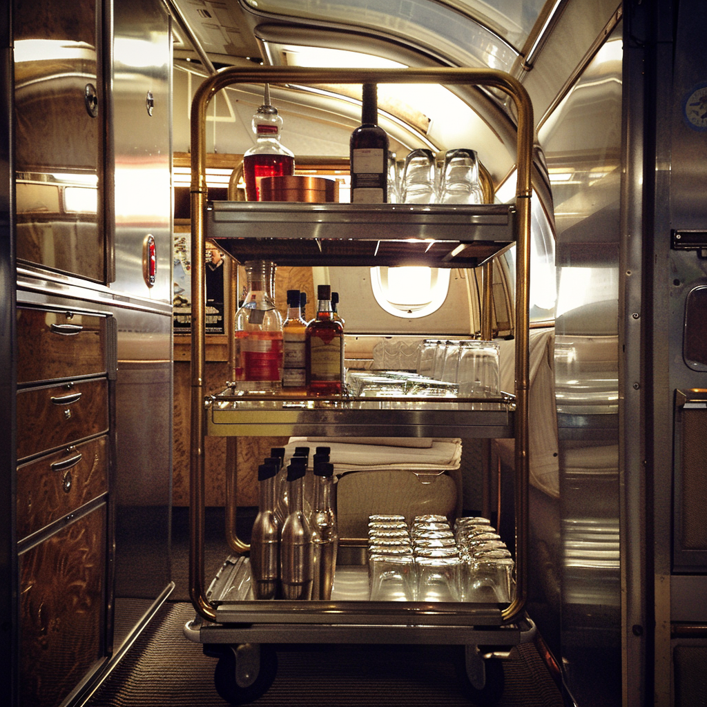 An in-flight drinks trolley | Source: Midjourney