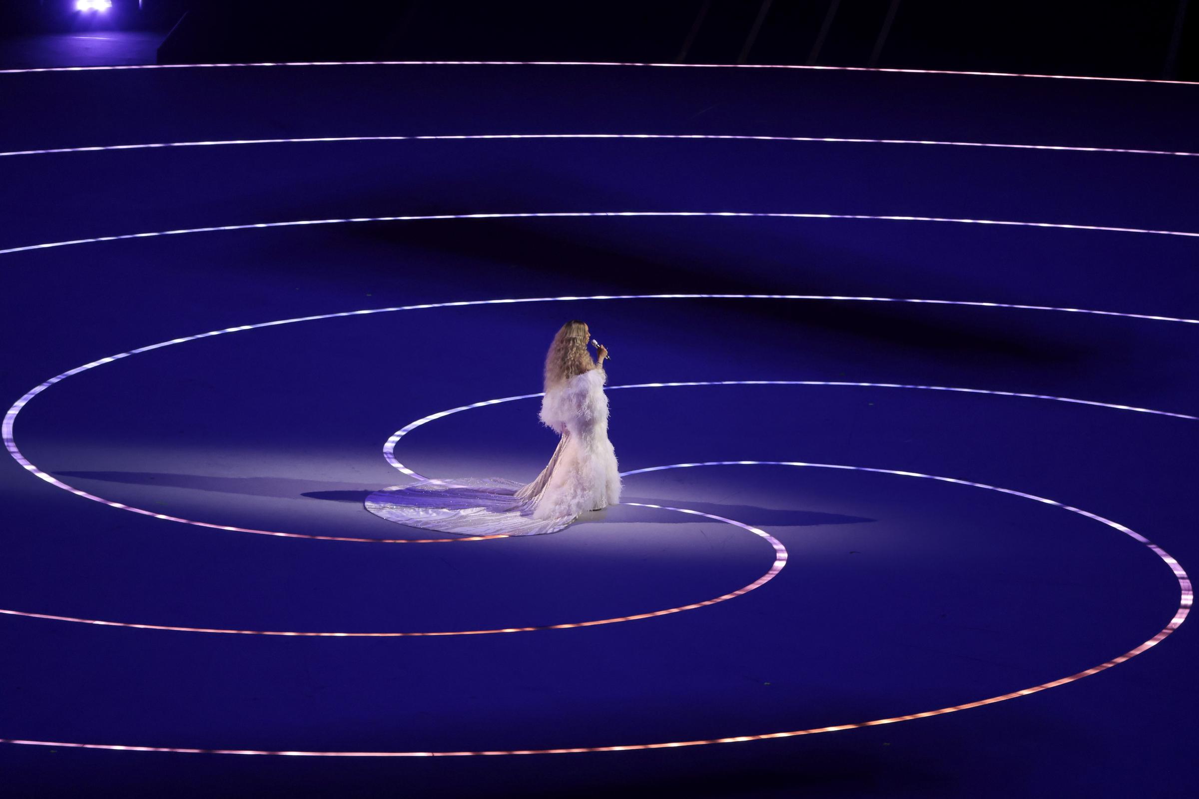 Mariah Carey performs during the Winter Olympics opening ceremony at San Siro Stadium on February 6, 2026, in Milan, Italy | Source: Getty Images