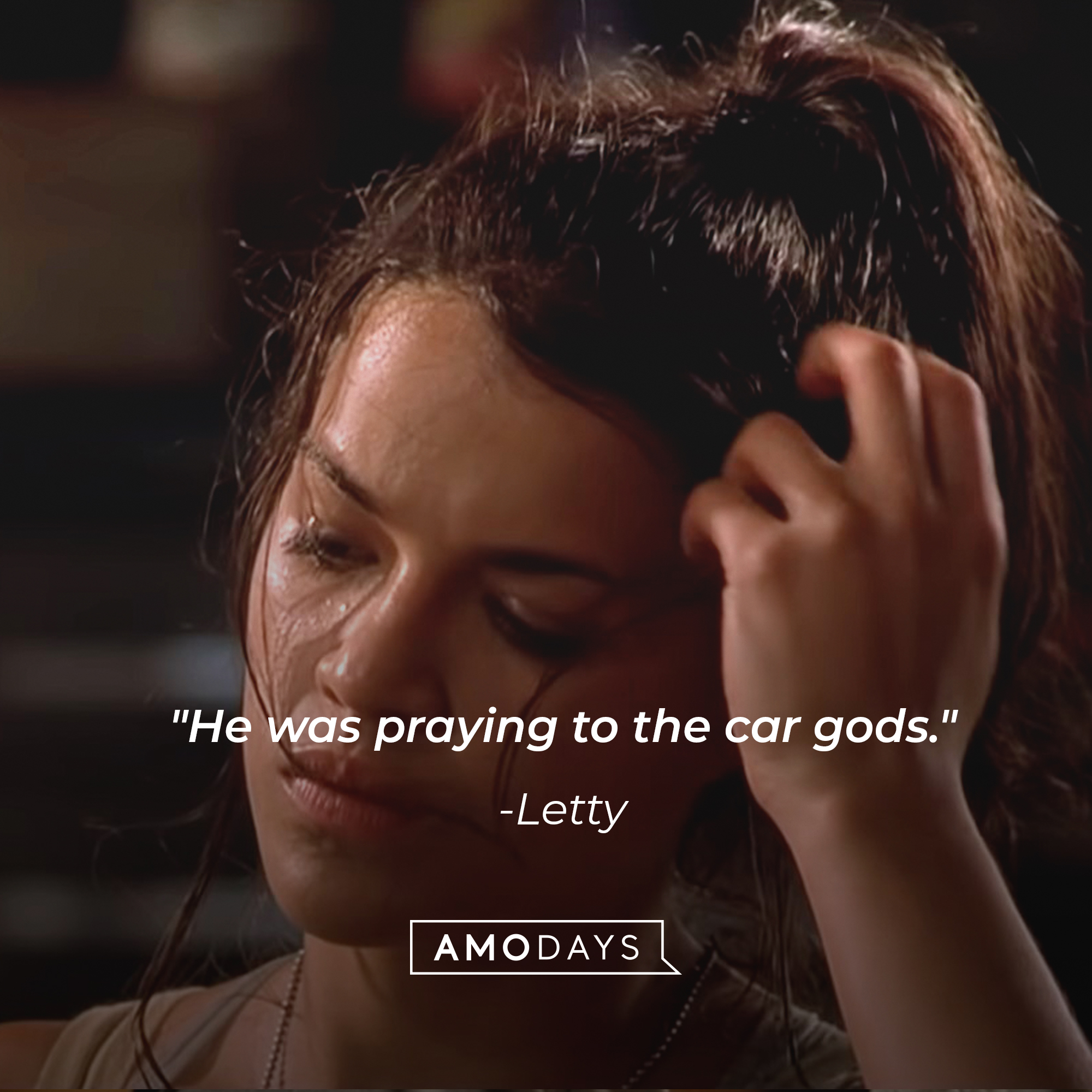 Letty's quote: "He was praying to the car gods." | Source: facebook.com/TheFastSaga
