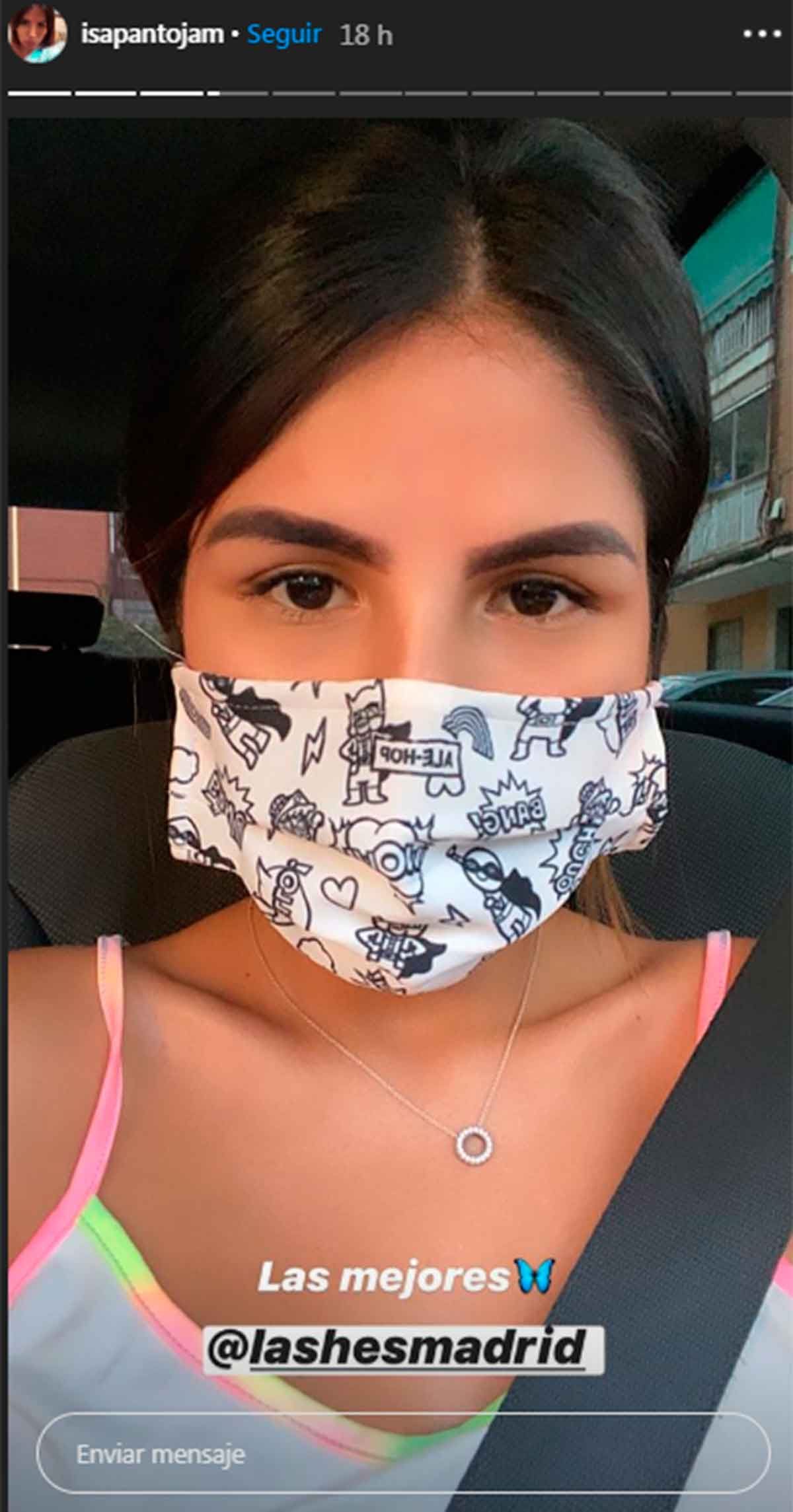 Isa P luciendo su diseño de cejas. |Foto: Captura de pantalla de historias de Instagram/isapantojam