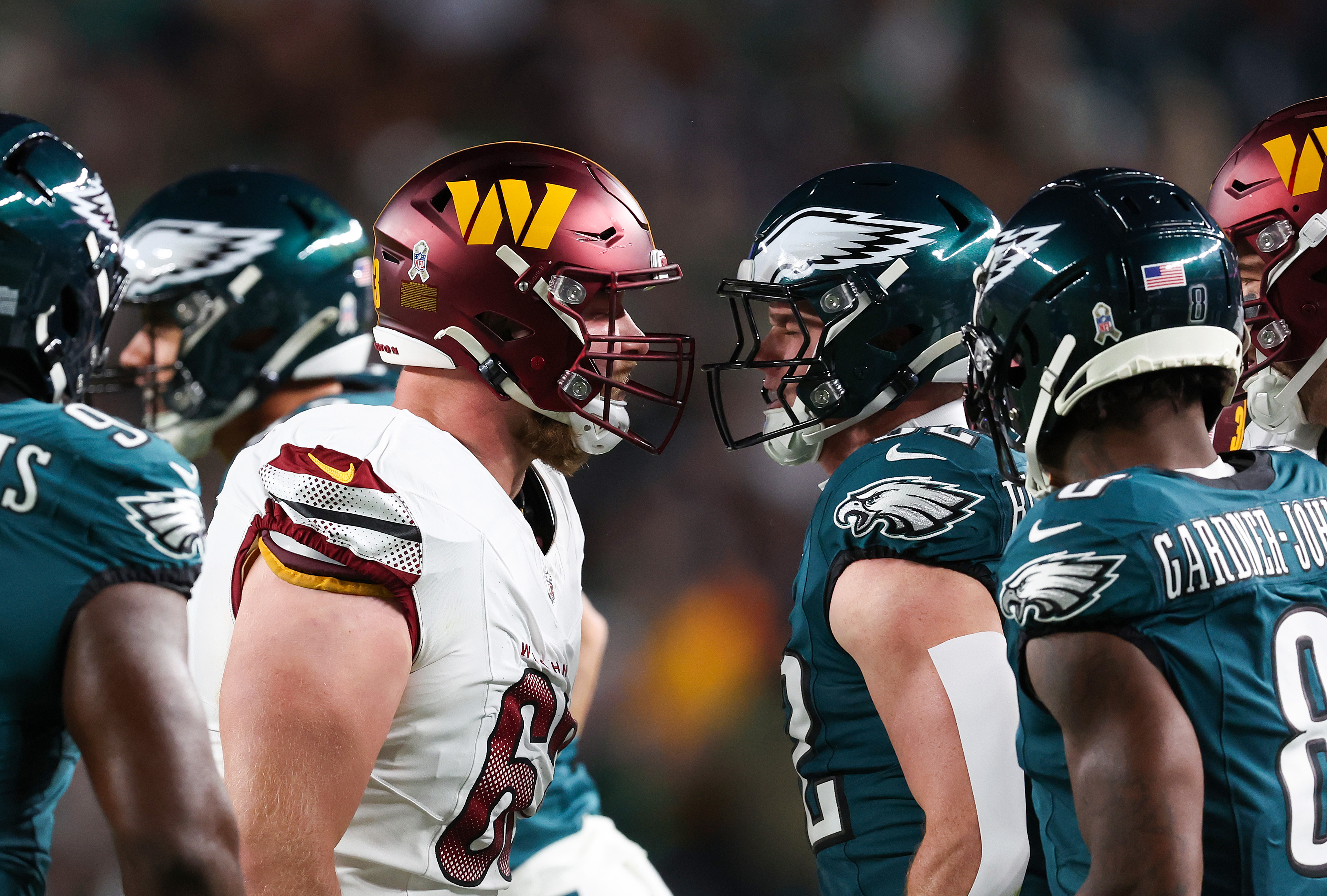 The Washington Commanders facing off against the Philadelphia Eagles in Philadelphia, Pennsylvania on November 14, 2024 | Source: Getty Images