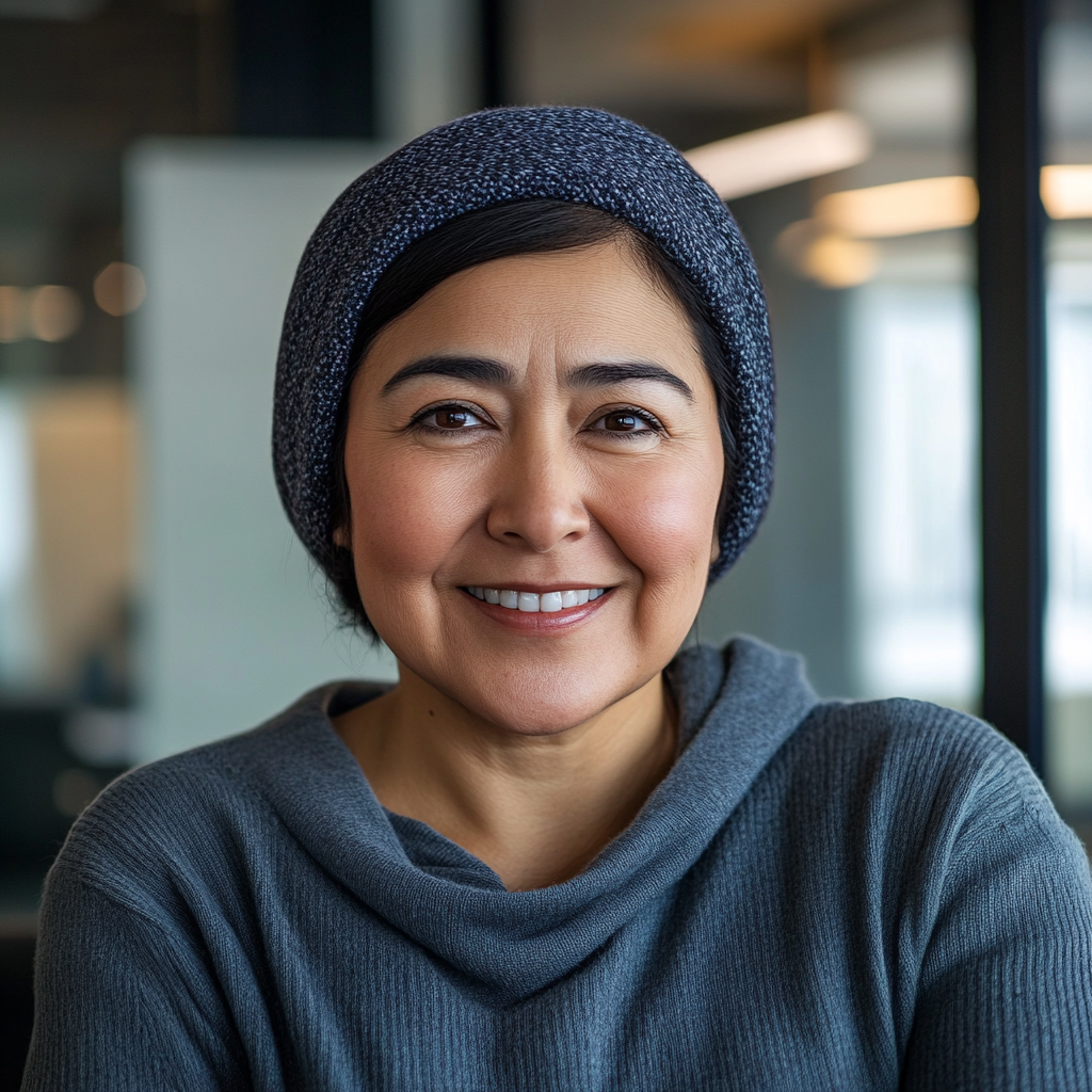 A smiling woman in an office | Source: Midjourney