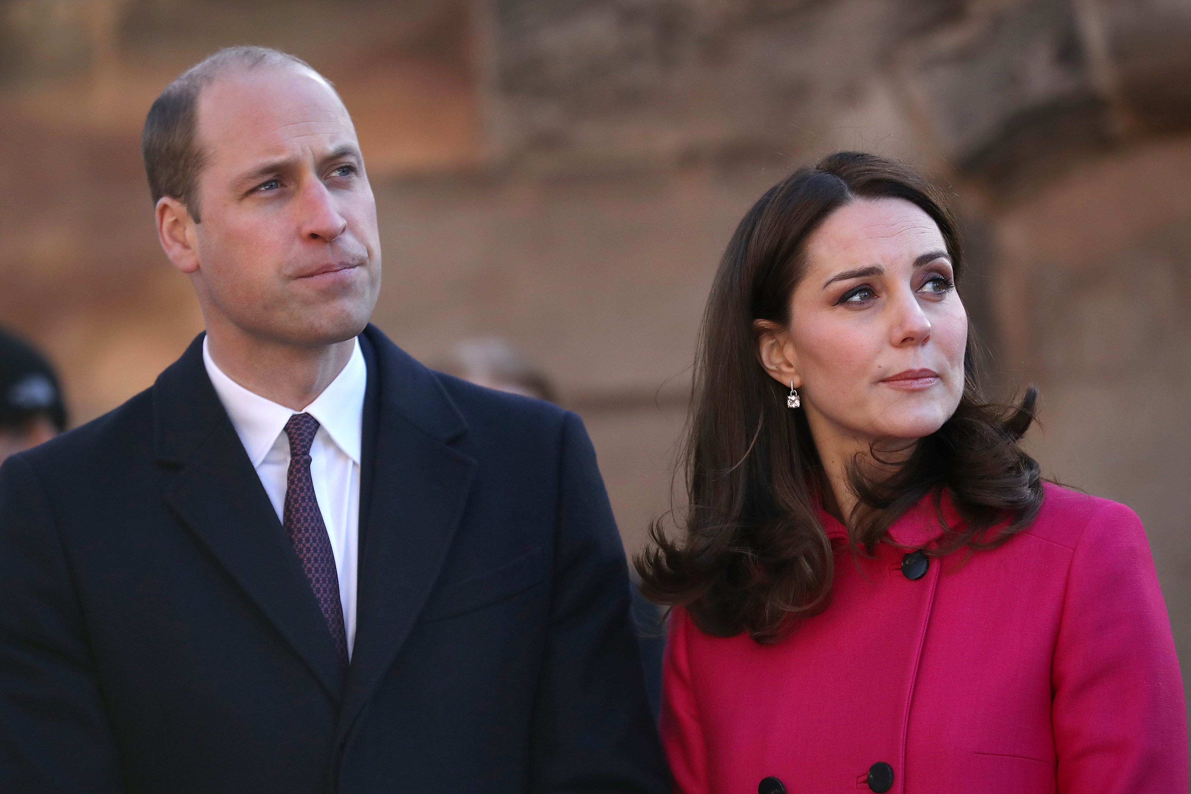 Prince William and his wife, Kate Middleton, arriving for their visit to Coventry Cathedral during their visit to the city on January 16, 2018 in Coventry, England. / Source: Getty Images