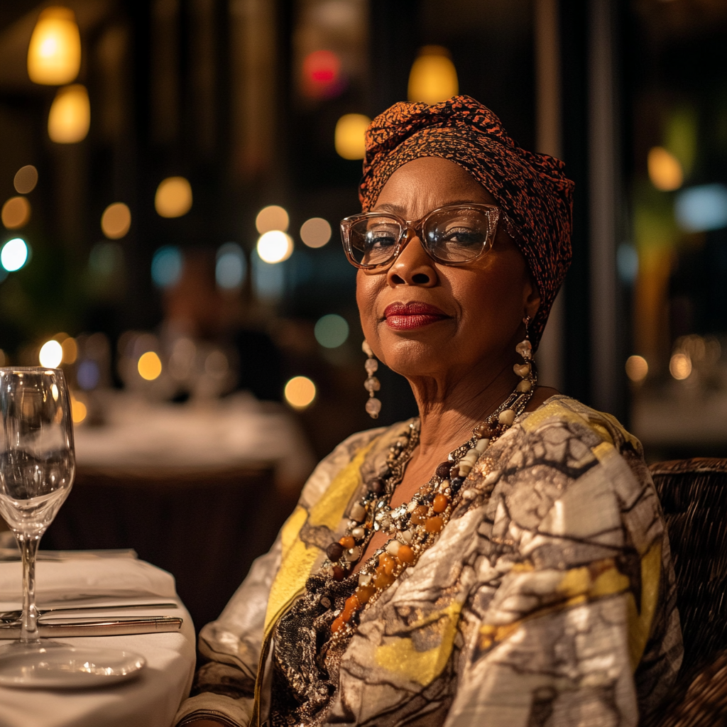 A rich woman dining in a high-end restaurant | Source: Midjourney