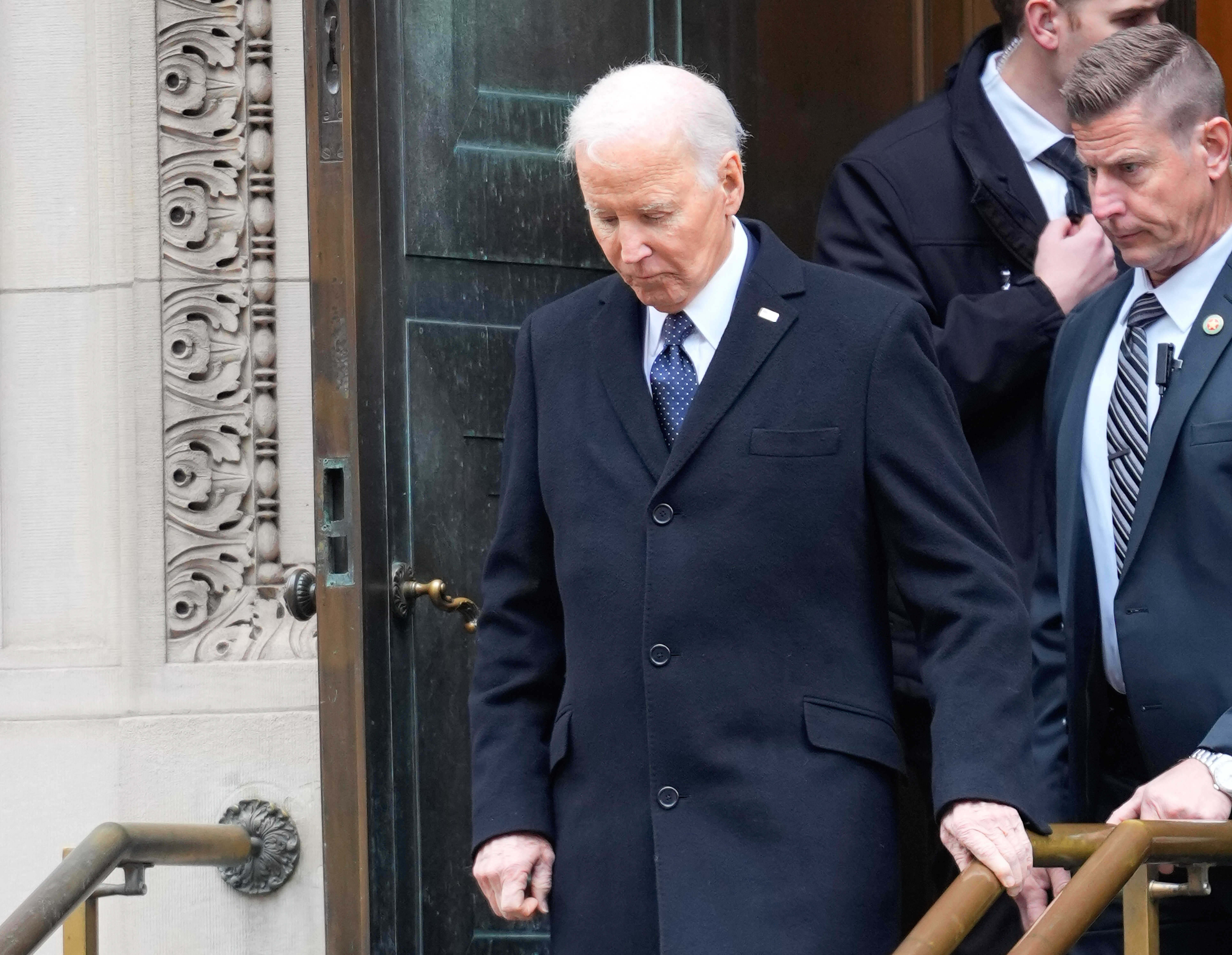 Joe Biden is seen at the funeral of Tatiana Schlossberg on January 5, 2026 in New York City | Source: Getty Images