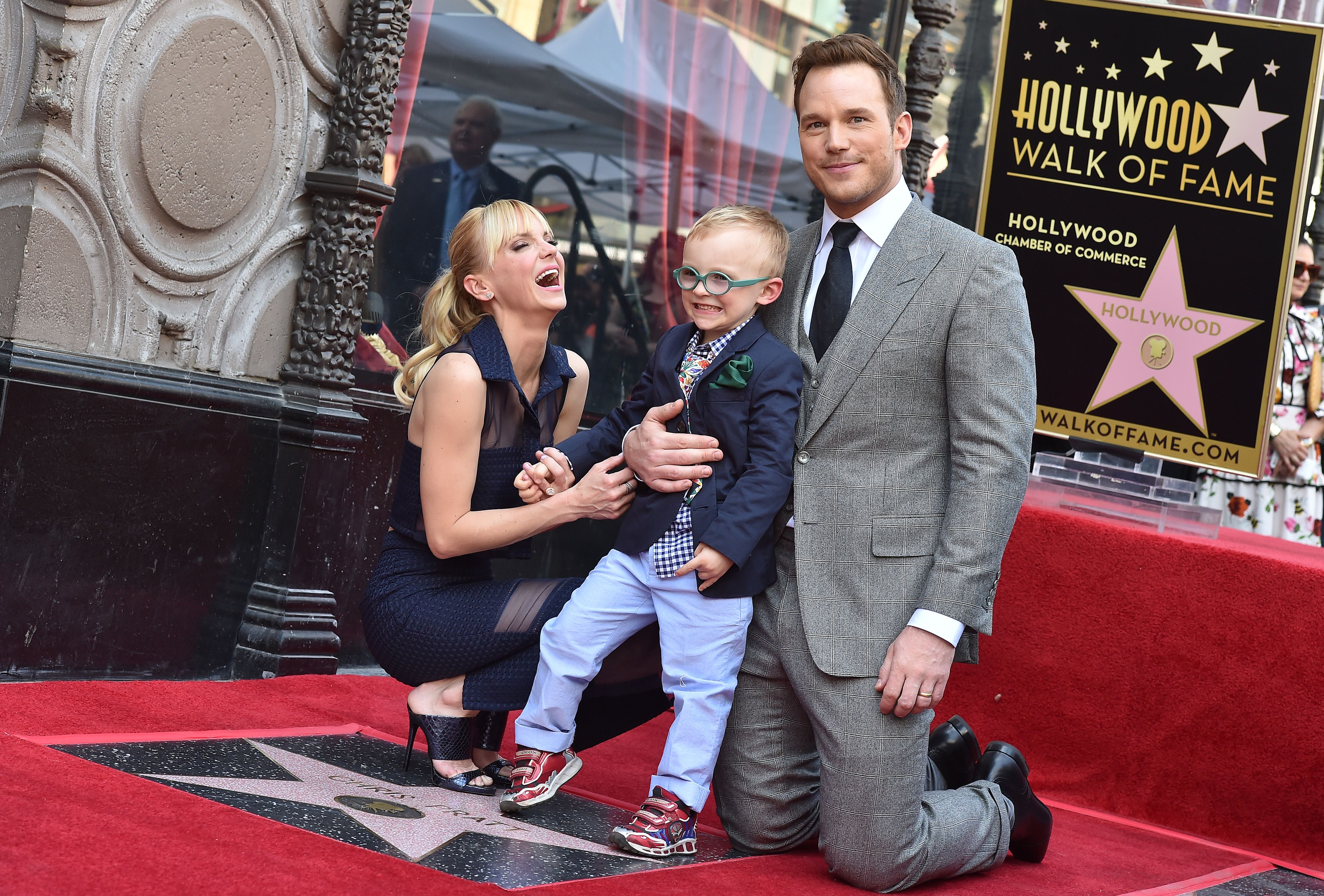 Chris Pratt, Anna Faris and Jack Pratt during the ceremony honoring Chris with a star on the Hollywood Walk of Fame on April 21, 2017 in Hollywood, California | Source: Getty Images