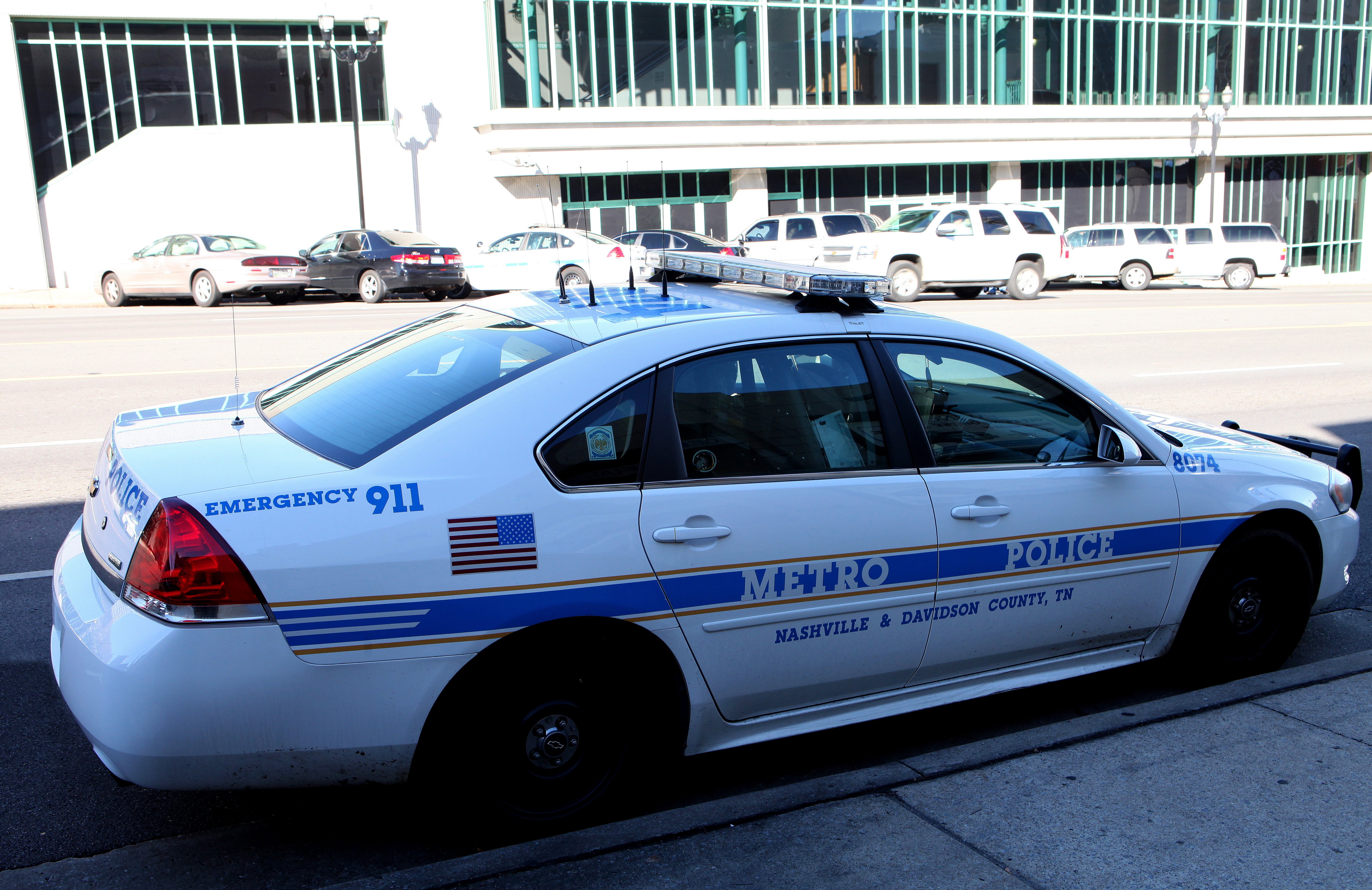 A Nashville Metro police car parked outside the Central Police Precinct in Nashville, Tennessee on November 24, 2013. | Source: Getty Images