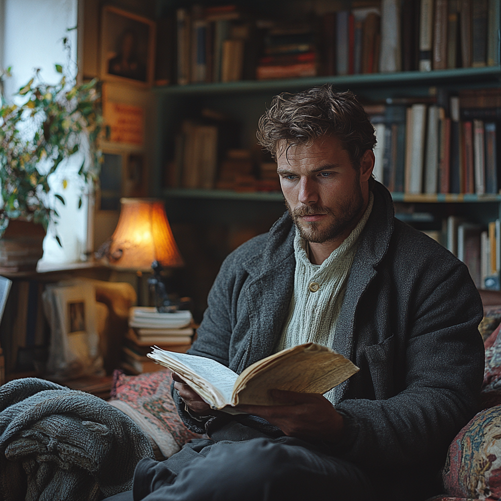 A man reading a note in his living room | Source: Midjourney