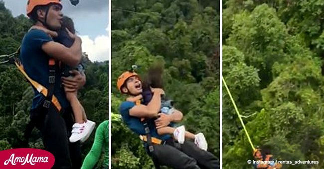 Reckless dad sparks internet debate by taking two-year-old daughter bungee jumping