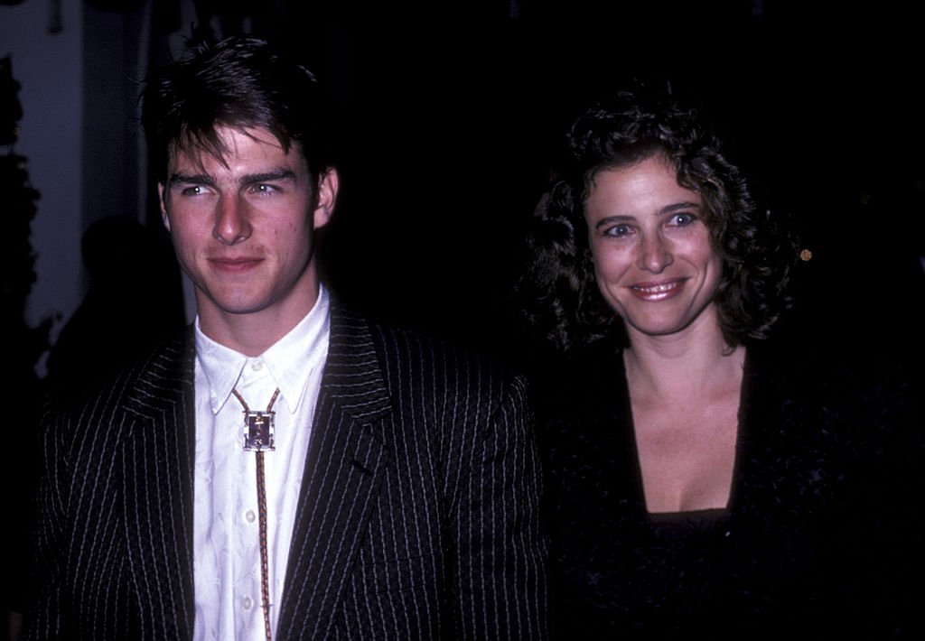 Tom Cruise und Mimi Rogers nehmen am 14. Oktober 1986 an der Premiere-Party "Die Farbe des Geldes" in Chasens Restaurant in Beverly Hills, Kalifornien, teil. (Foto von Ron Galella, Ltd.) I Quelle: Sammlung Ron Galella über Getty Images