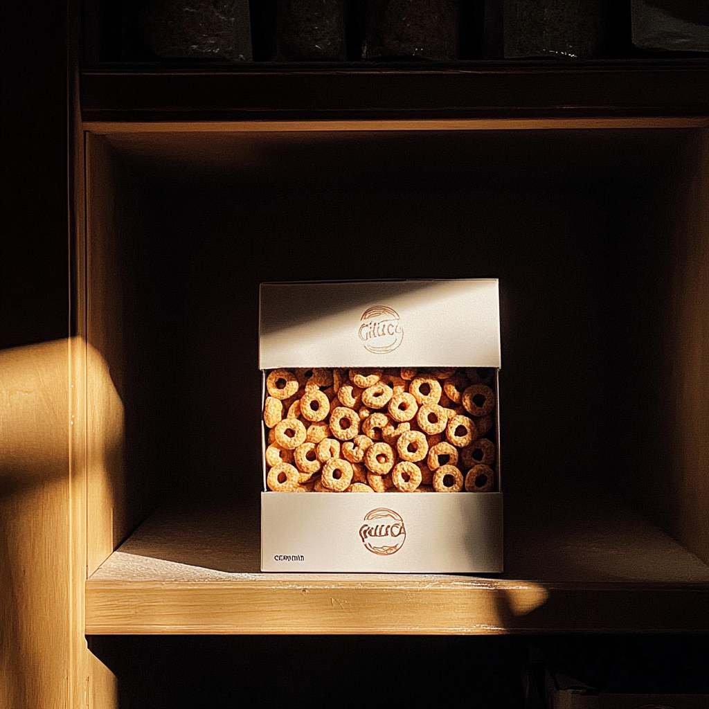 A box of cereal on a shelf | Source: Midjourney