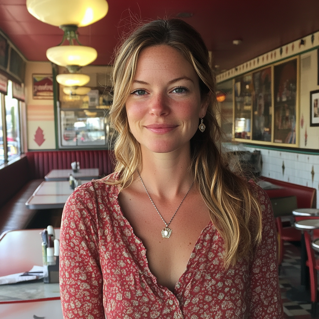 A woman standing in a diner | Source: Midjourney