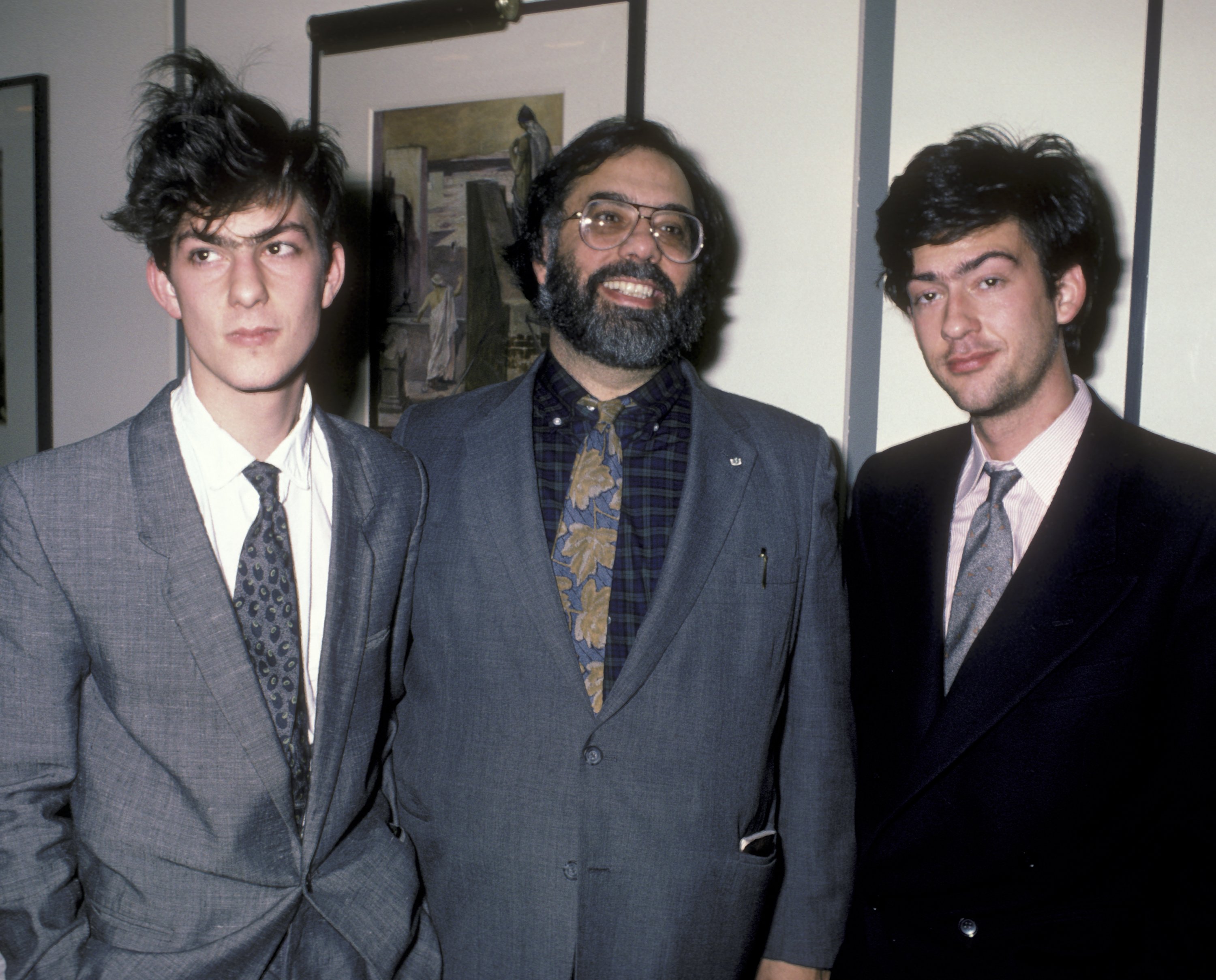 Francis Ford Coppola, Roman Coppola and Gian-Carlo Coppola attend the screening party for "Runaway Train" on January 7, 1986 at Les Tuileries in New York City. | Source: Getty Images