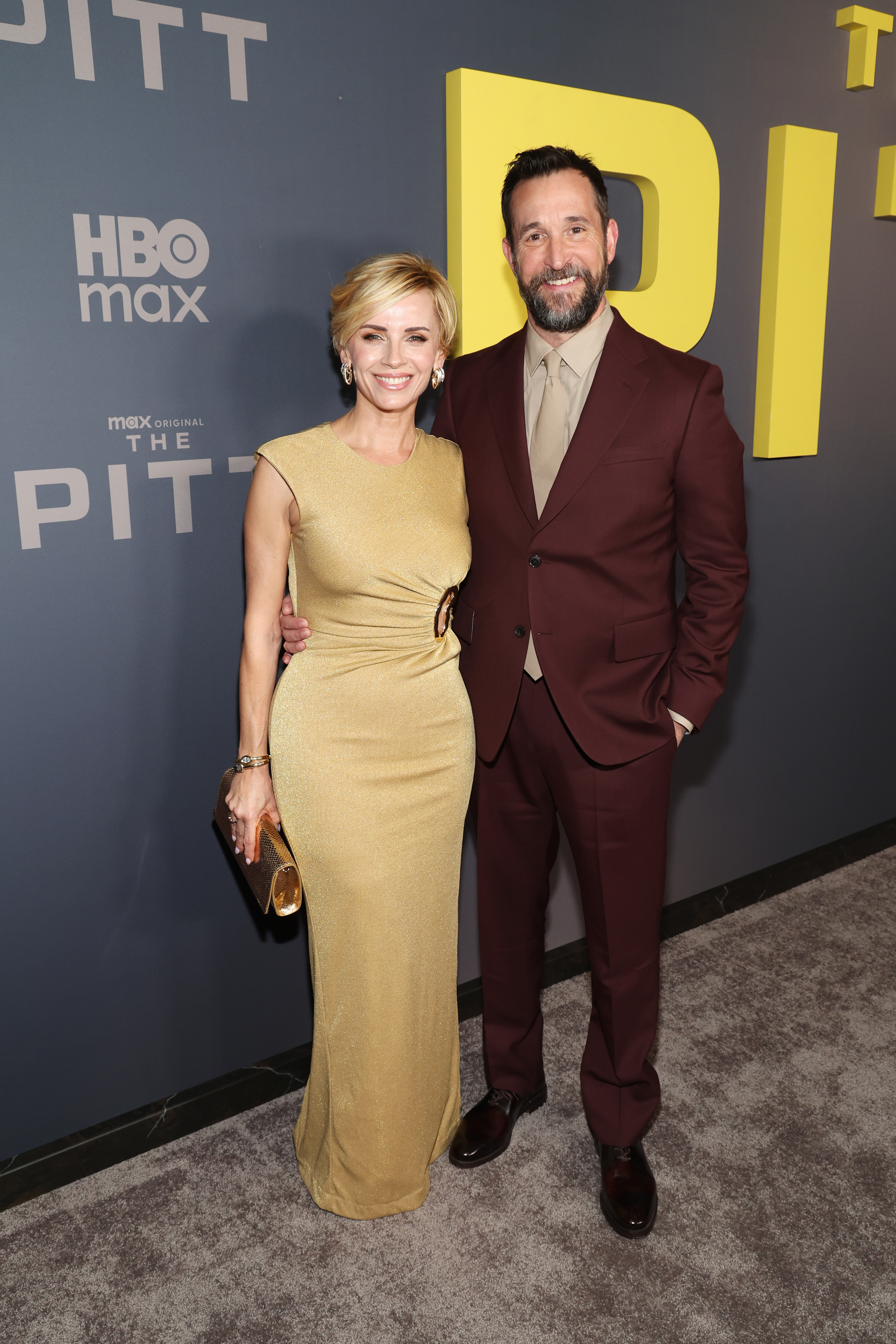 Sara Wells and Noah Wyle attend the Los Angeles Premiere of Max Original Drama Series "The Pitt" at DGA Theater Complex in California on January 7, 2026. | Source: Getty Images