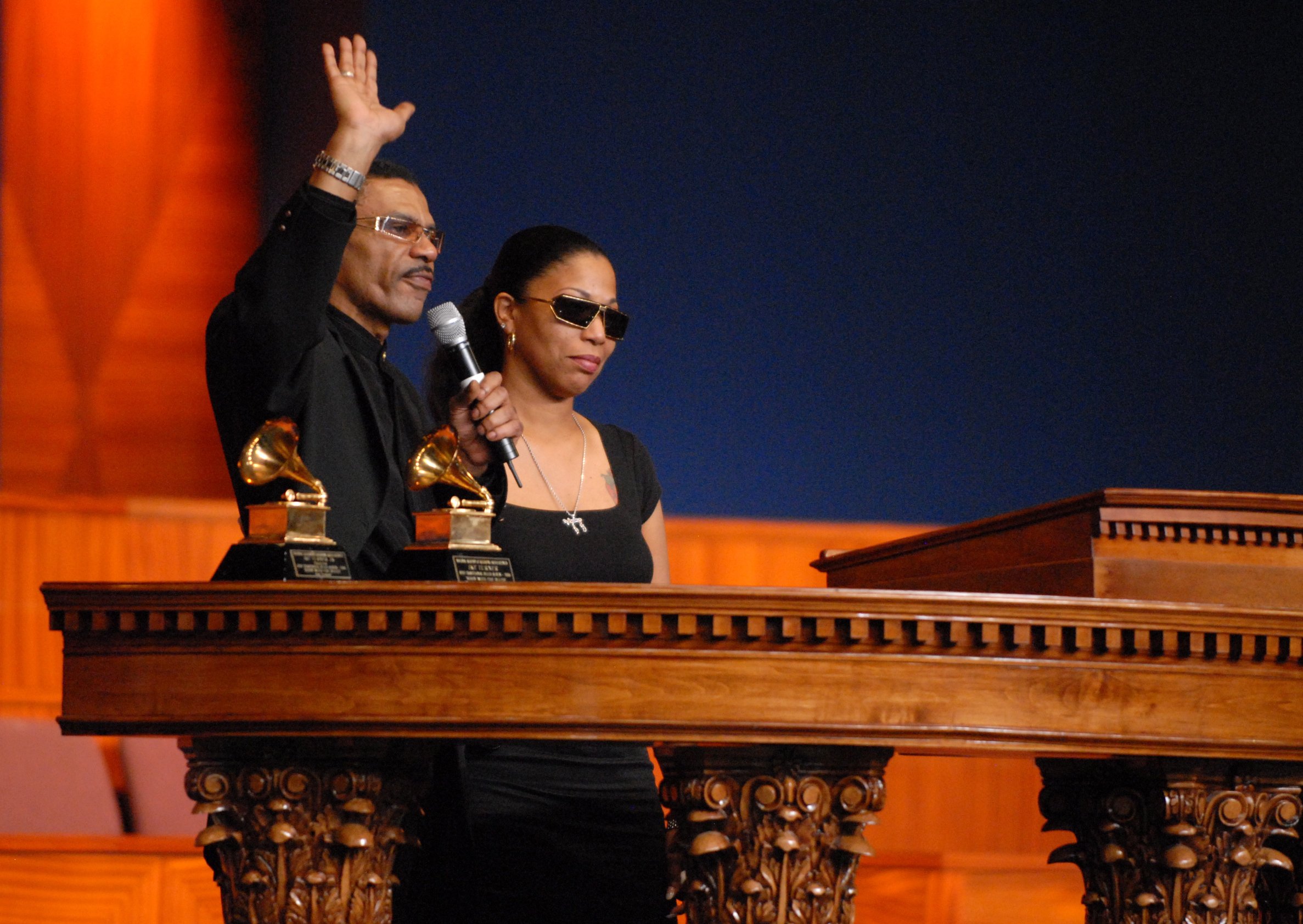 Ike Turner Jr. and Mia Turner during the memorial service for their father, Ike Turner, at the City of Refuge Greater Bethany Community Church, in Gardena, California, on December 21, 2007. | Source: Getty Images