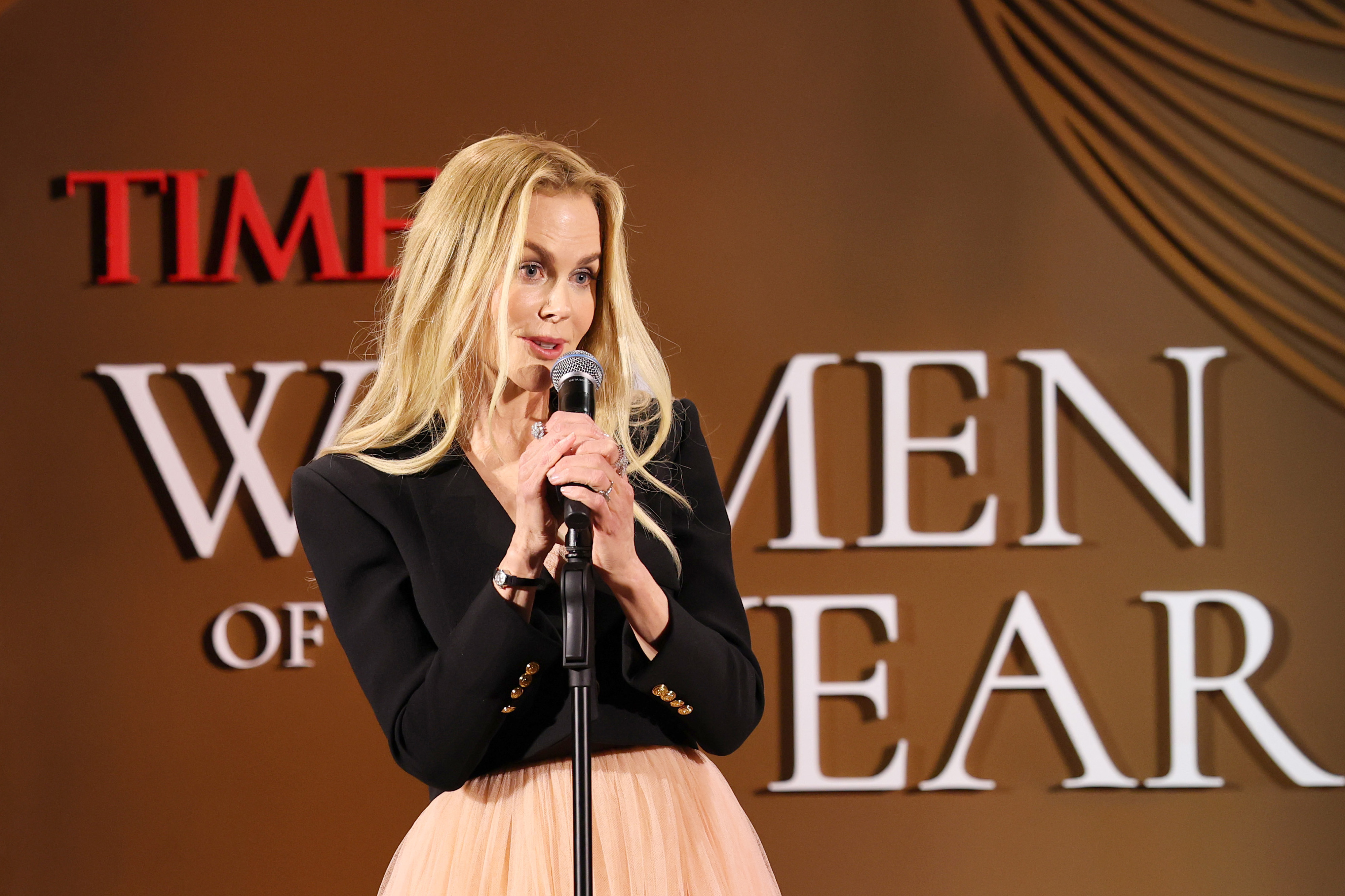 Nicole Kidman shares her thoughts onstage during the TIME Women of the Year Gala at The West Hollywood EDITION on February 25, 2025, in West Hollywood, California | Source: Getty Images