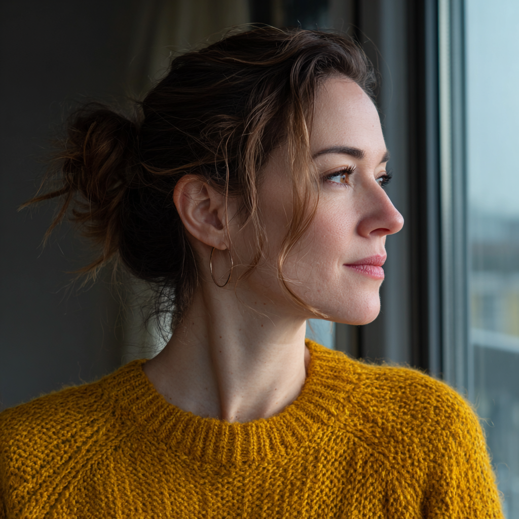 A pensive woman looking out of a window | Source: Midjourney