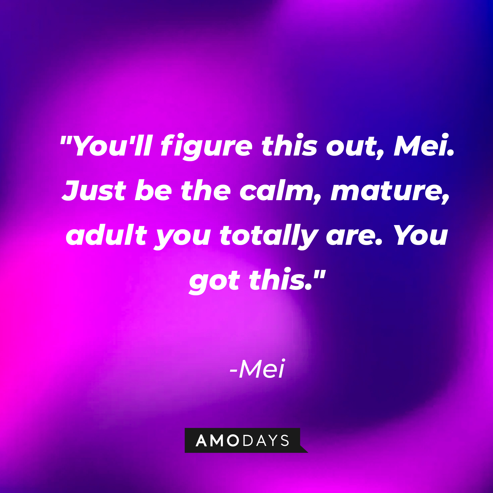 Mei's quote: "You'll figure this out, Mei. Just be the calm, mature, adult you totally are. You got this." | Source: AmoDays