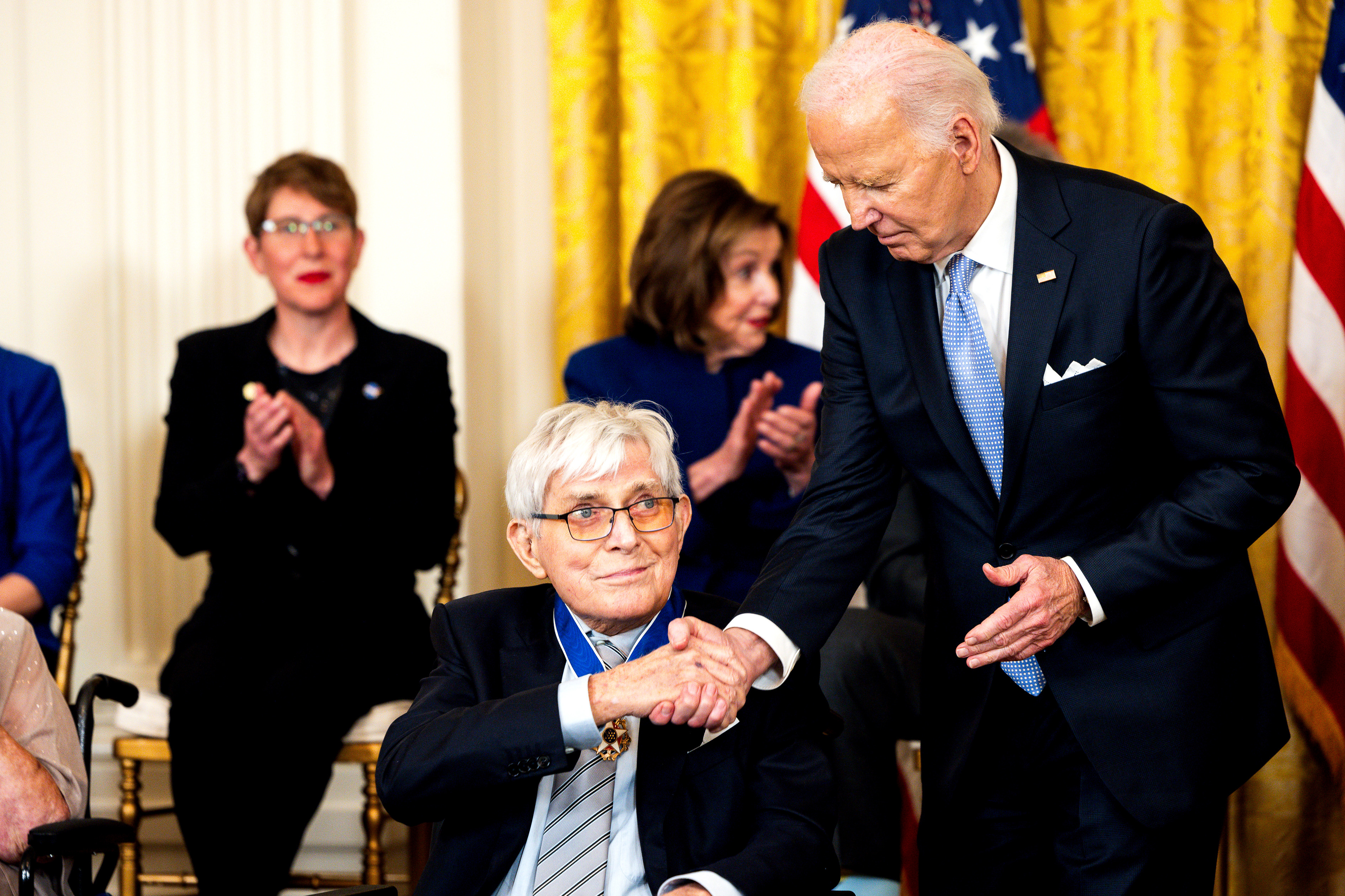 President Joe Biden honoring Phil Donahue with the Presidential Medal of Freedom in Washington, DC. on May 3, 2024 | Source: Getty Images